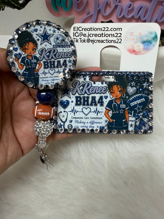 DCOWBOYS BEDAZZLED ID BADGE SET