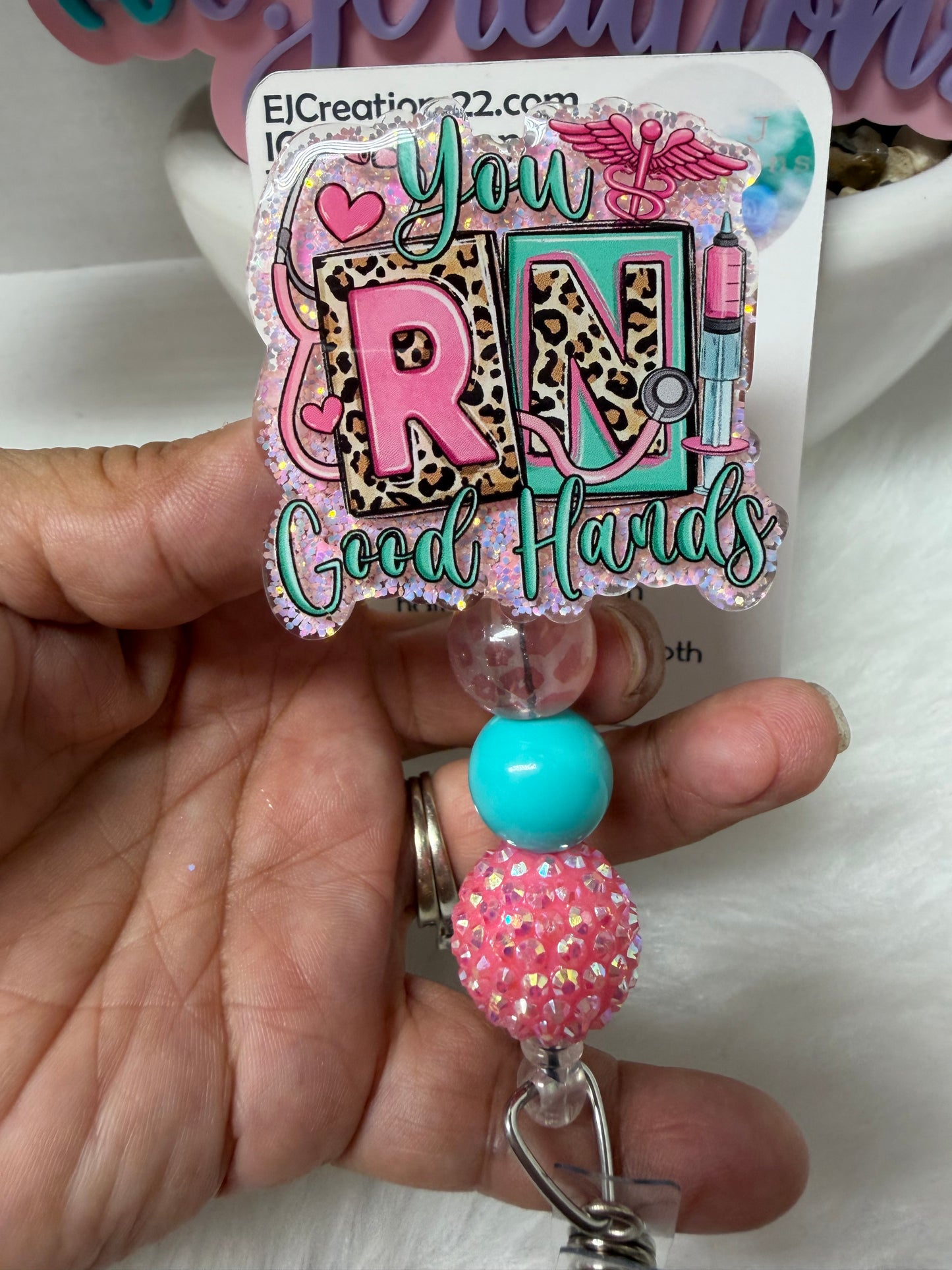 You RN Good Hands Badge Reel