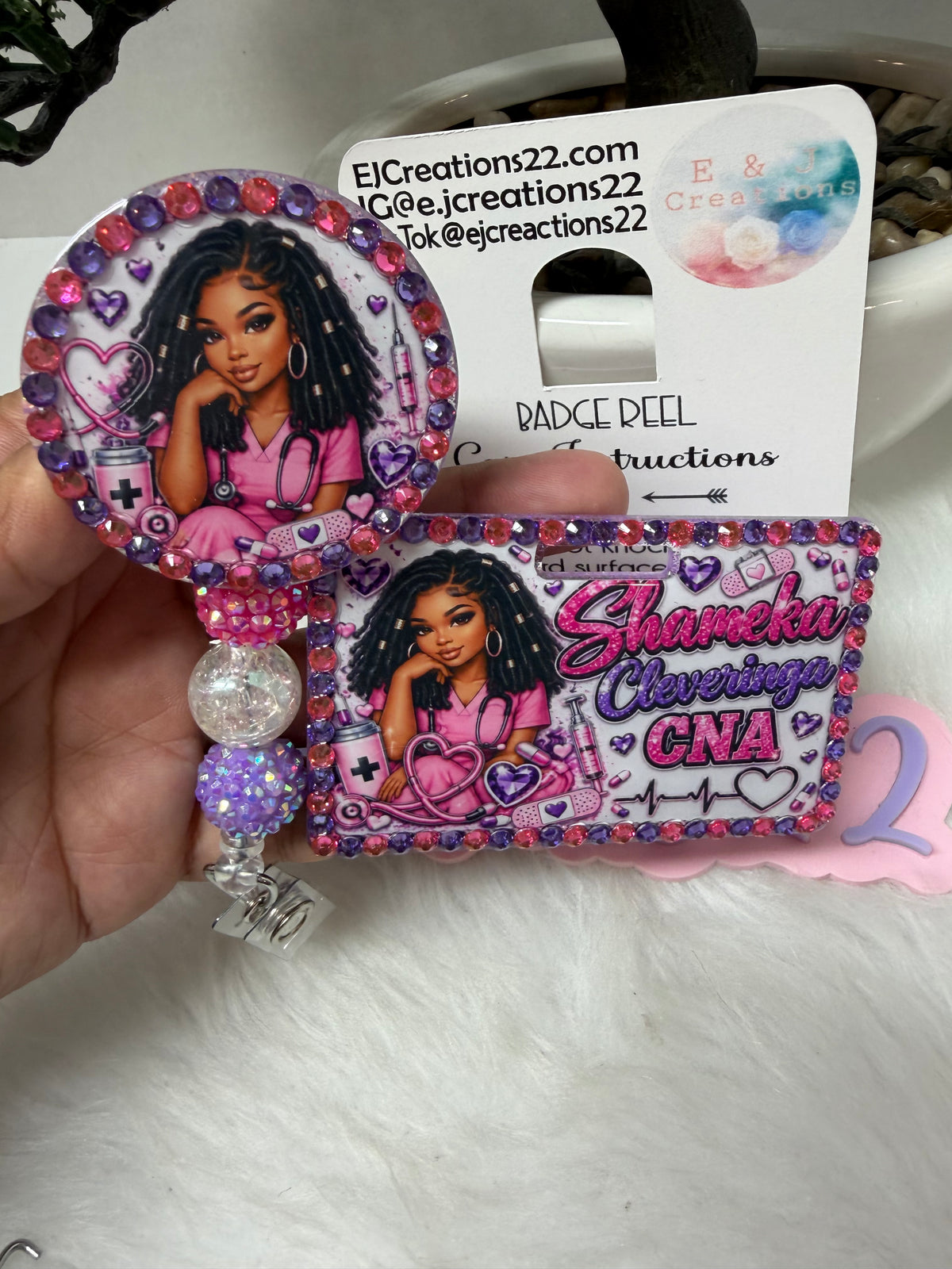 Bedazzled Nurse ID Badge Set