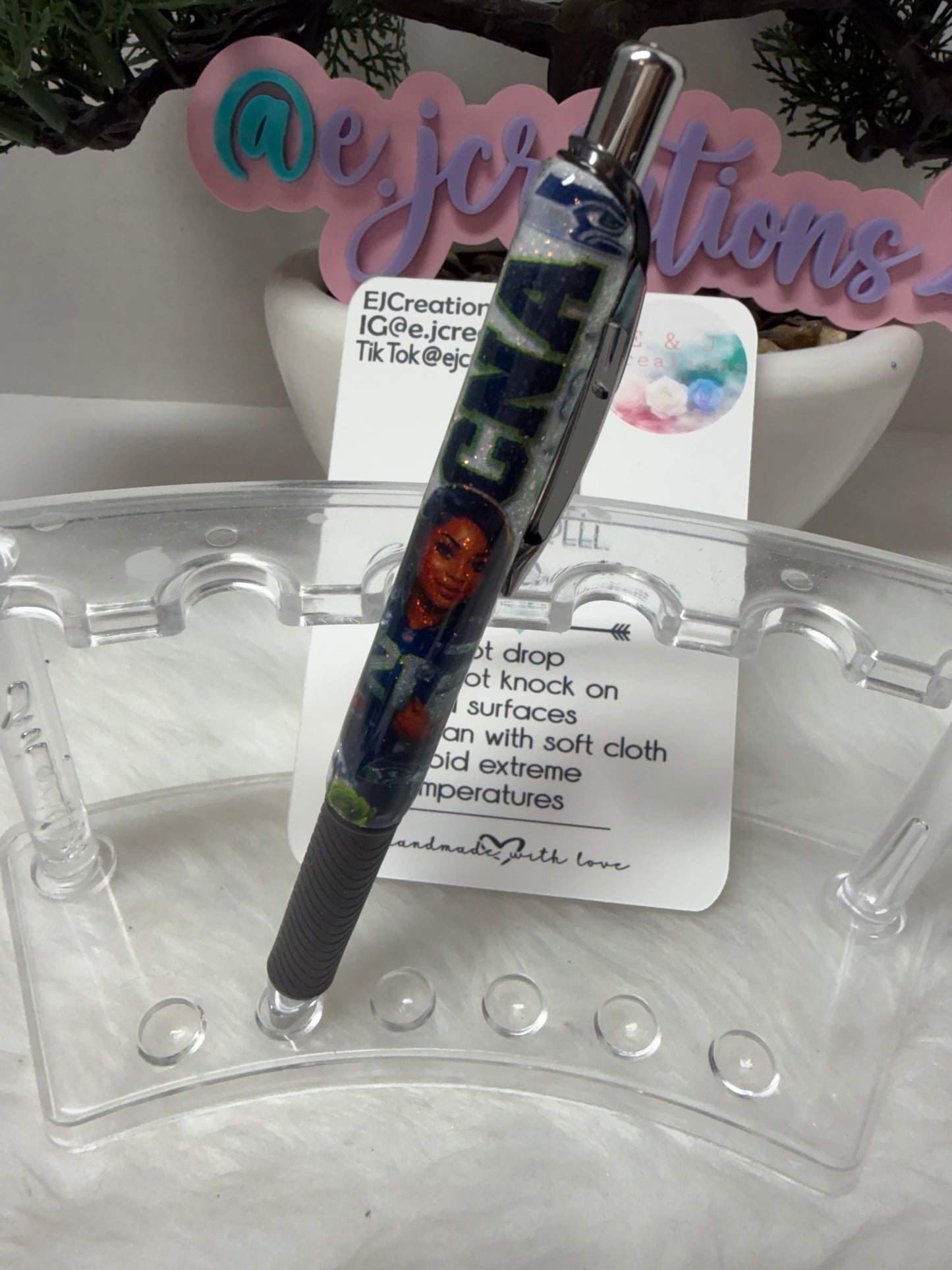 Bedazzled Seahawk ID Badge Set