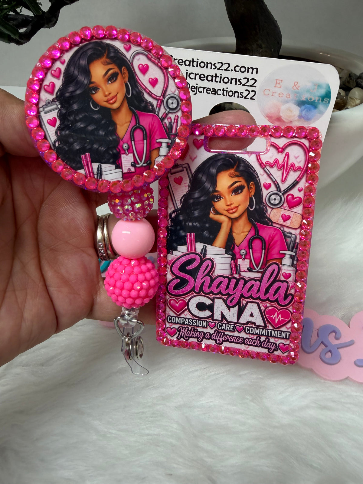 Hot Pink Bedazzle Name Badge Set