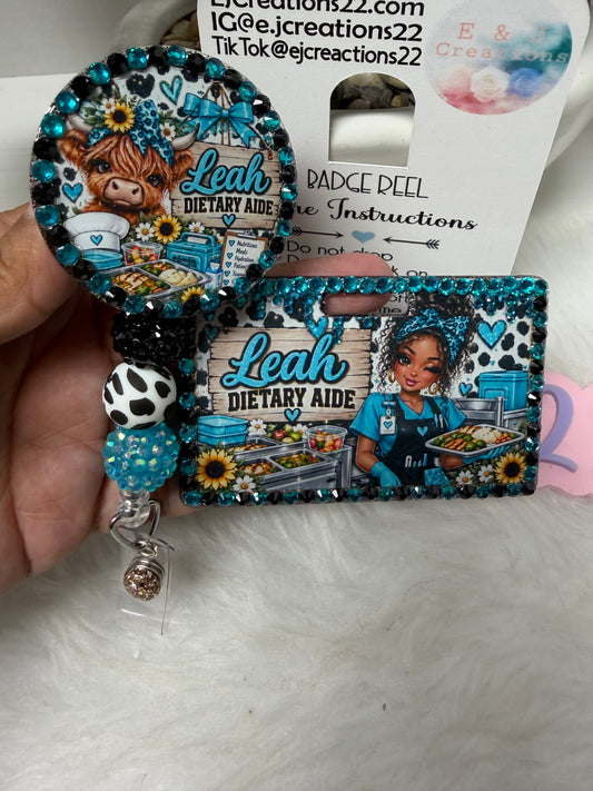 Bedazzled Highland Cow ID Badge set