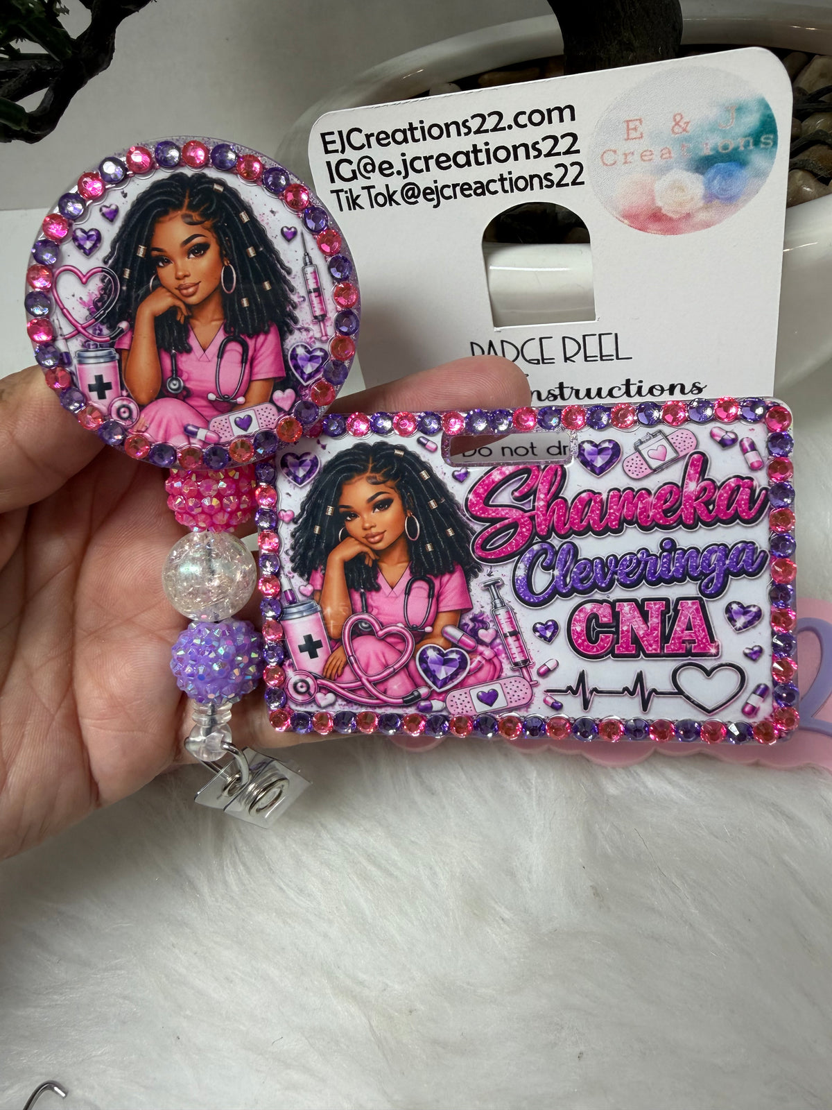 Bedazzled Nurse ID Badge Set