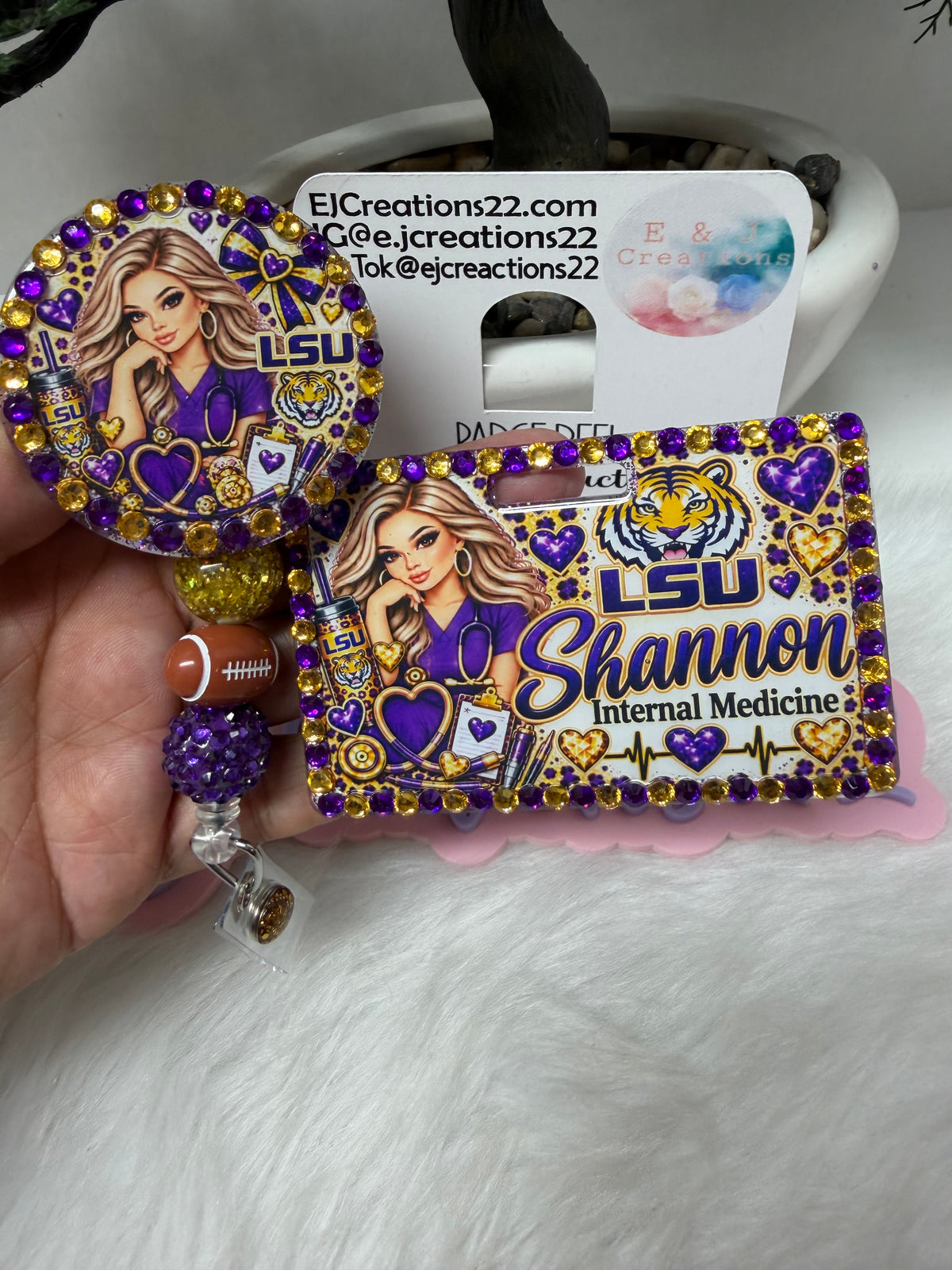 LSU Bedazzled Name Badge Set