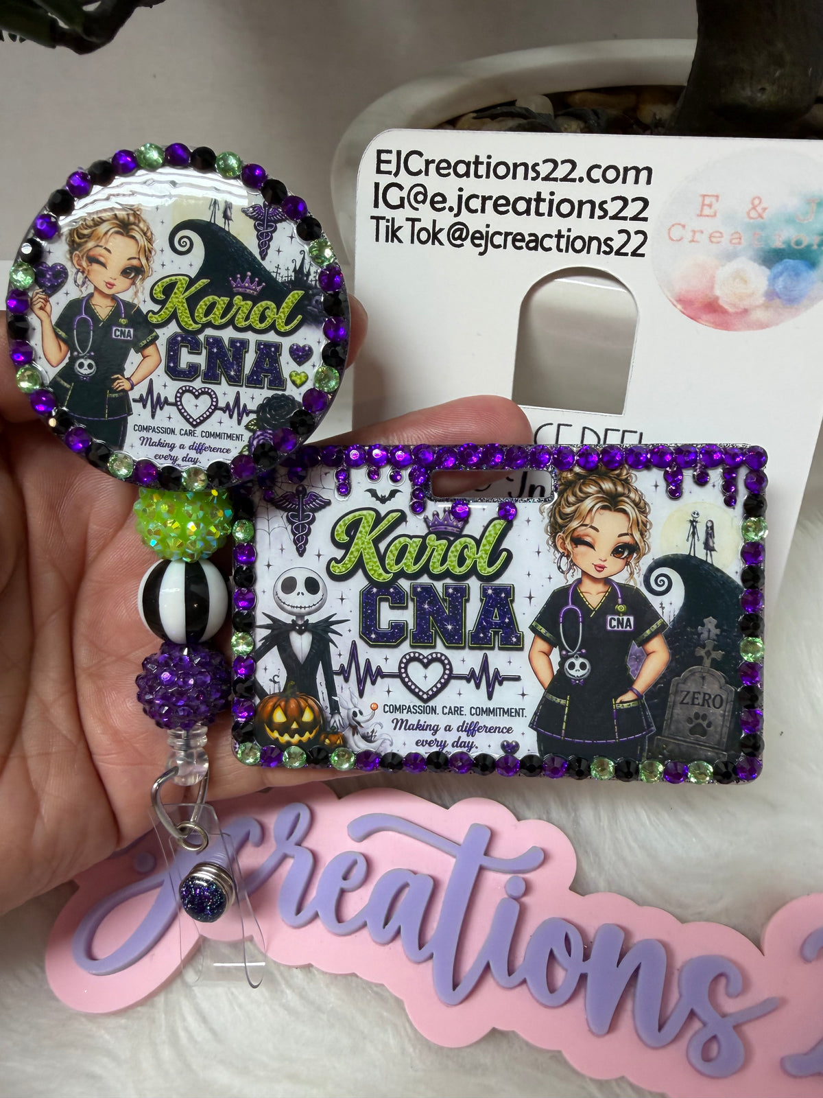 Bedazzled Nightmare Before Christmas ID BADGE Set