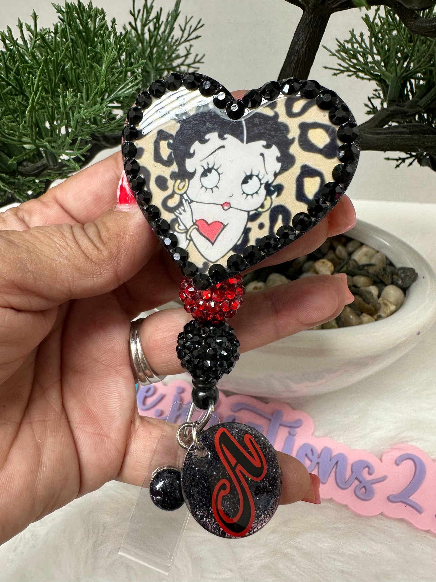 Rhinestone Heart Betty Badge Reel