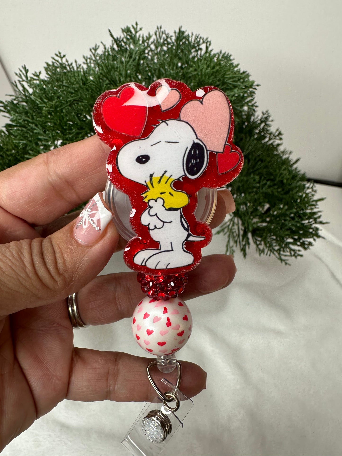 Valentines Snoopy Badge REel - Valentines Day Badge Reels