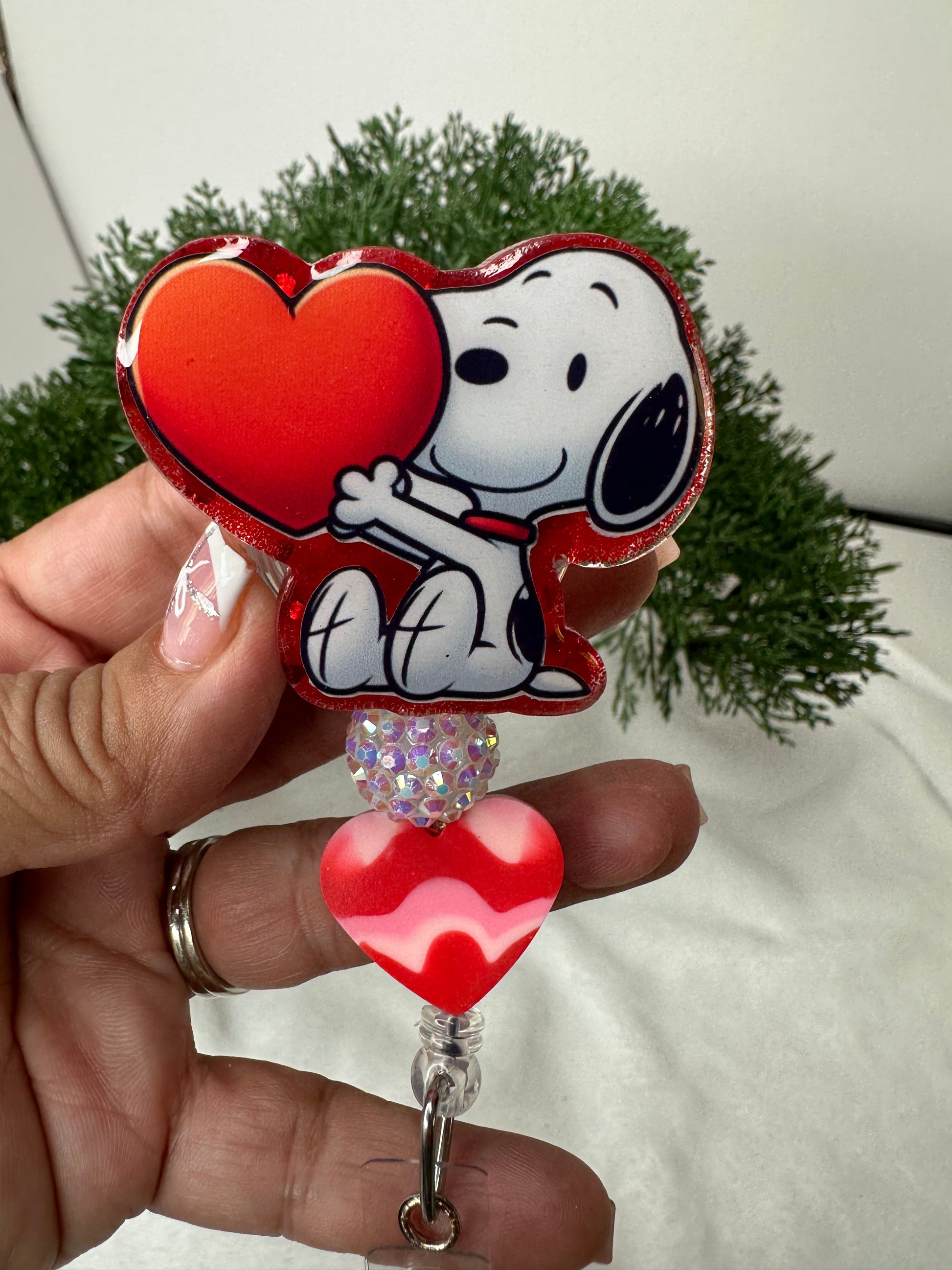 Valentine Snoopy Badge Reel - valentines day badge reels