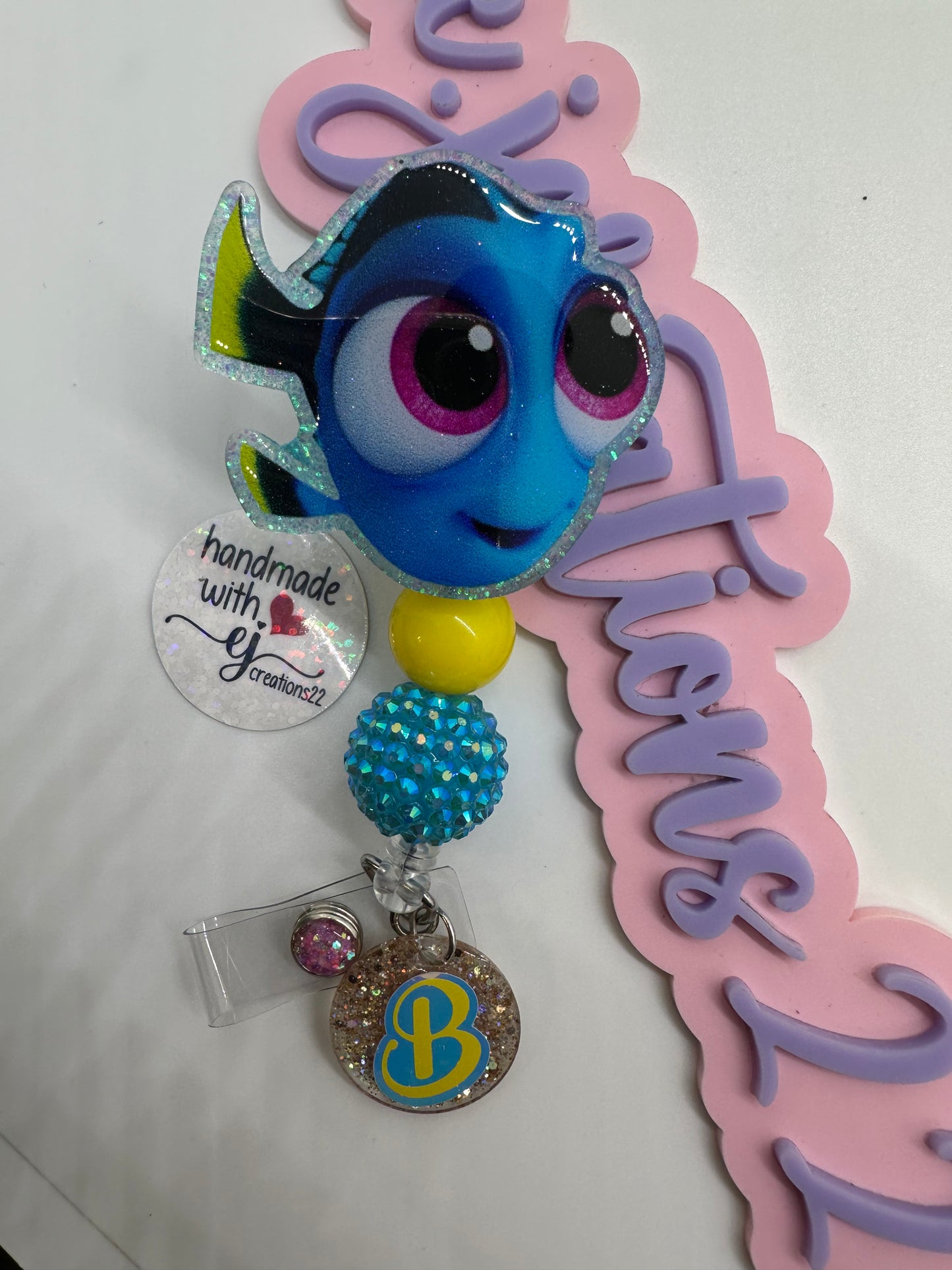 Personalized Blue Fish Badge Reel