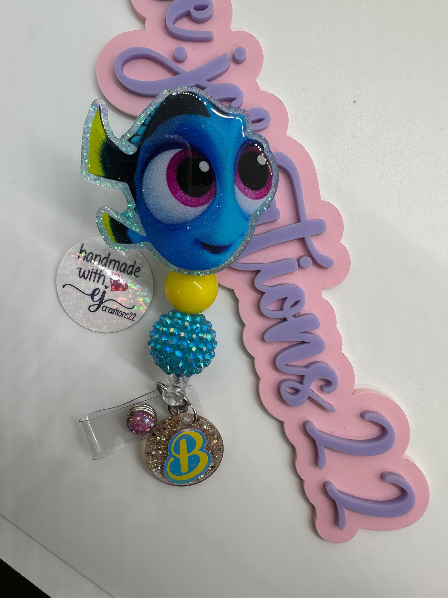 Personalized Blue Fish Badge Reel