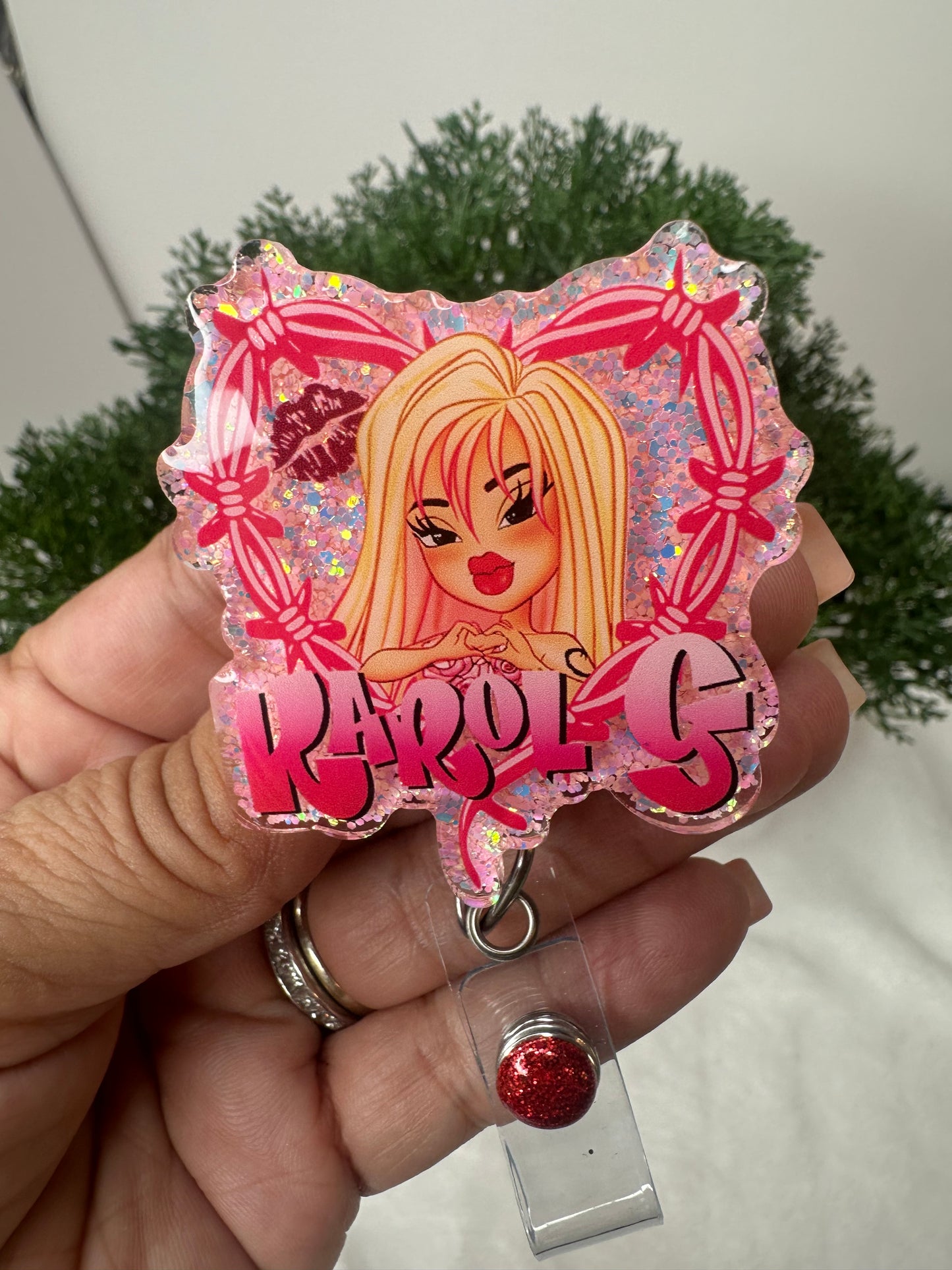 Karol G Bratz Doll Badge Reel