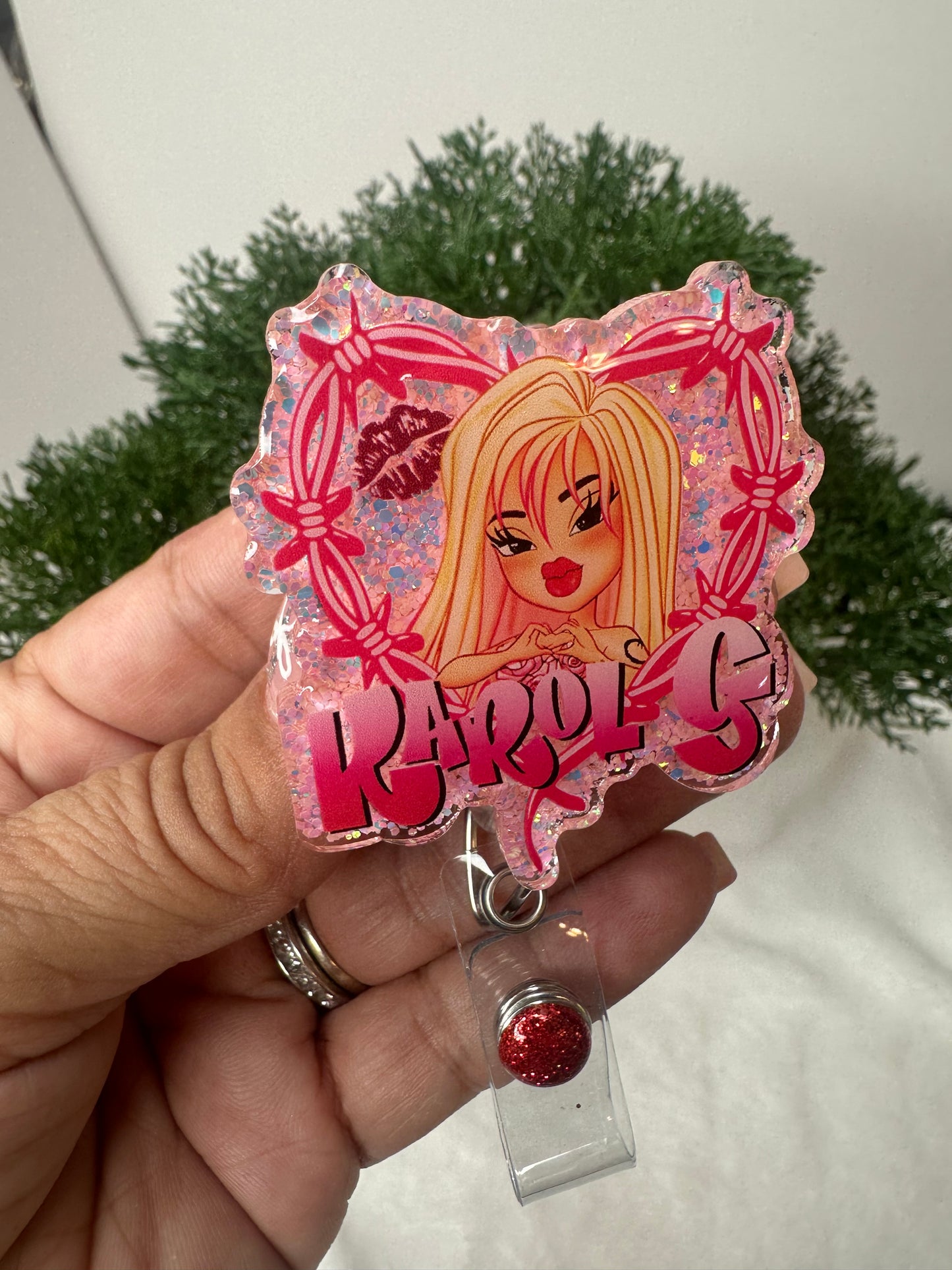 Karol G Bratz Doll Badge Reel