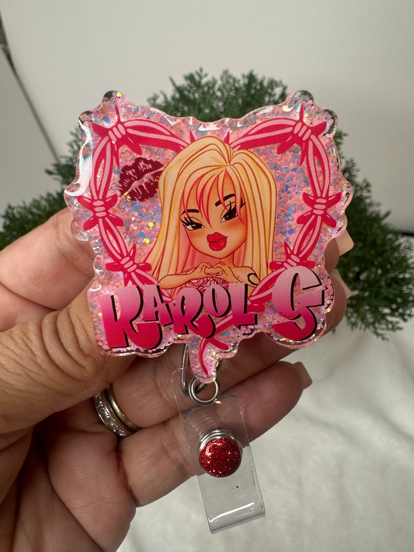 Karol G Bratz Doll Badge Reel