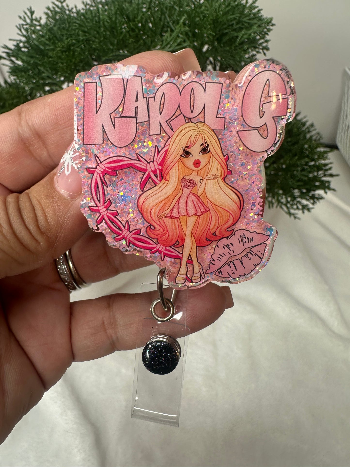 Karol G Bratz Doll Badge Reel