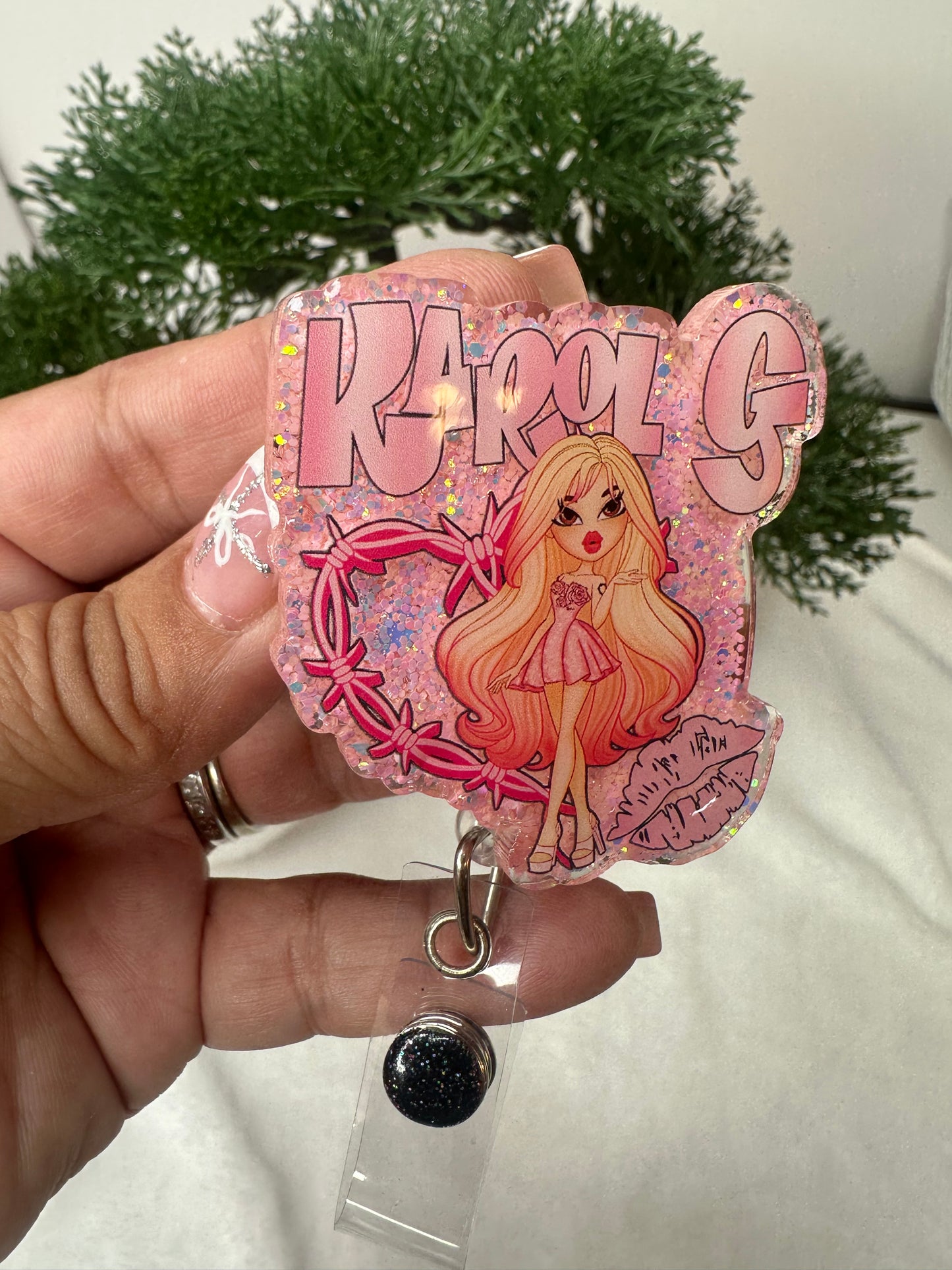 Karol G Bratz Doll Badge Reel