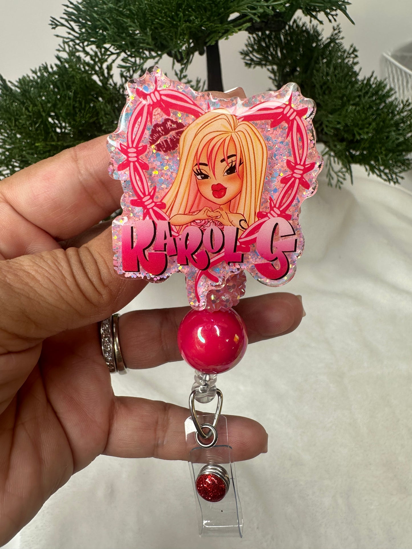 Karol G Bratz Doll Badge Reel