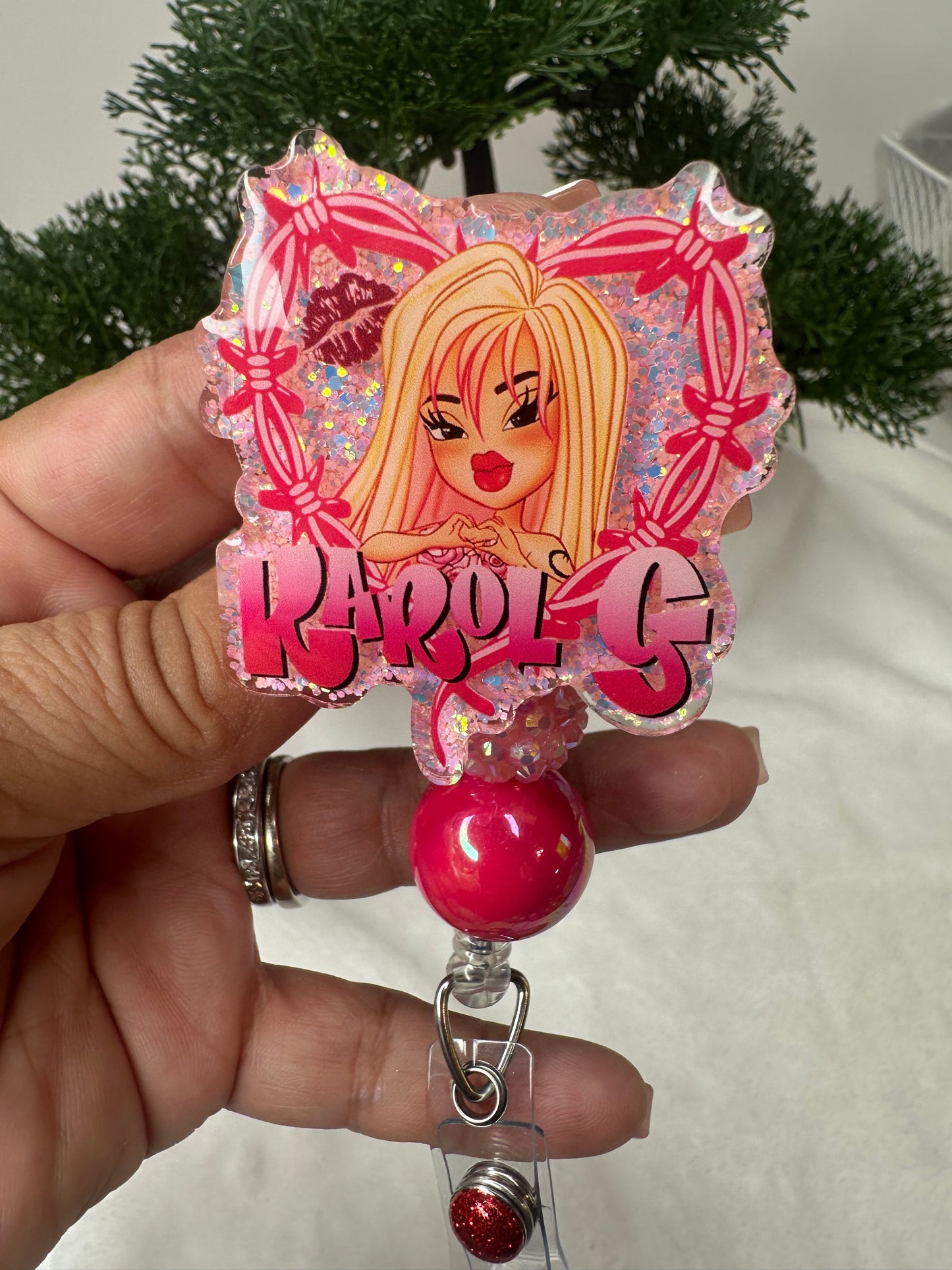 Karol G Bratz Doll Badge Reel