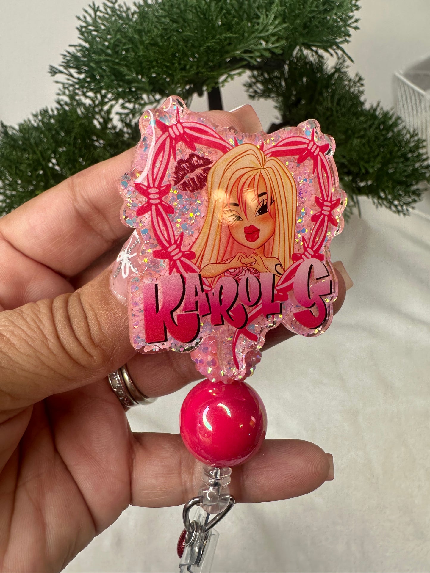 Karol G Bratz Doll Badge Reel