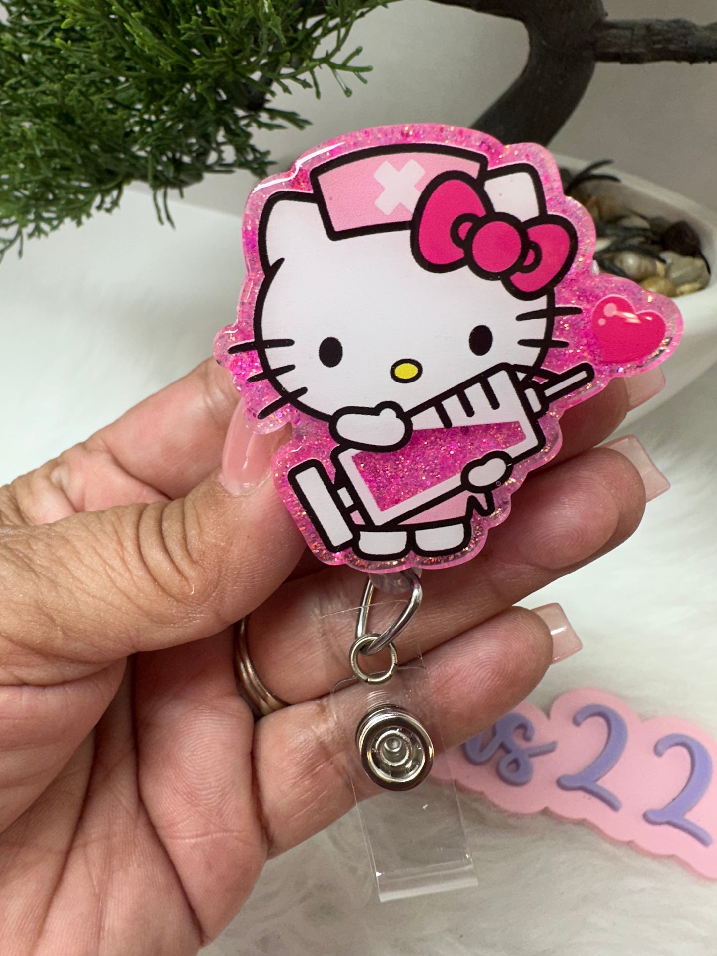 Kitty Nurse Phlebotomist Badge Reel