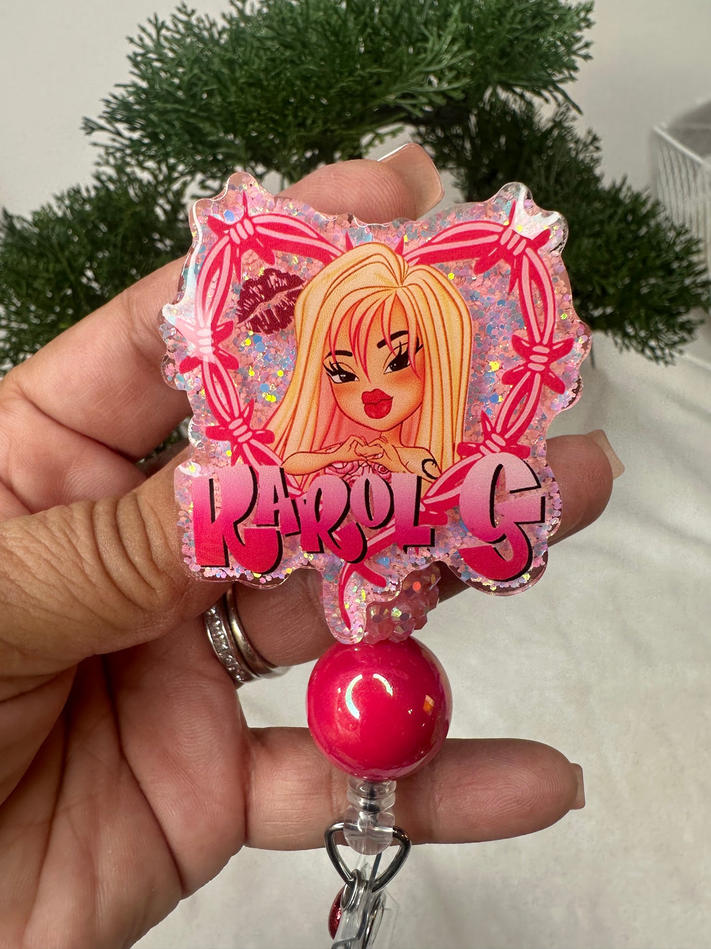 Karol G Bratz Doll Badge Reel