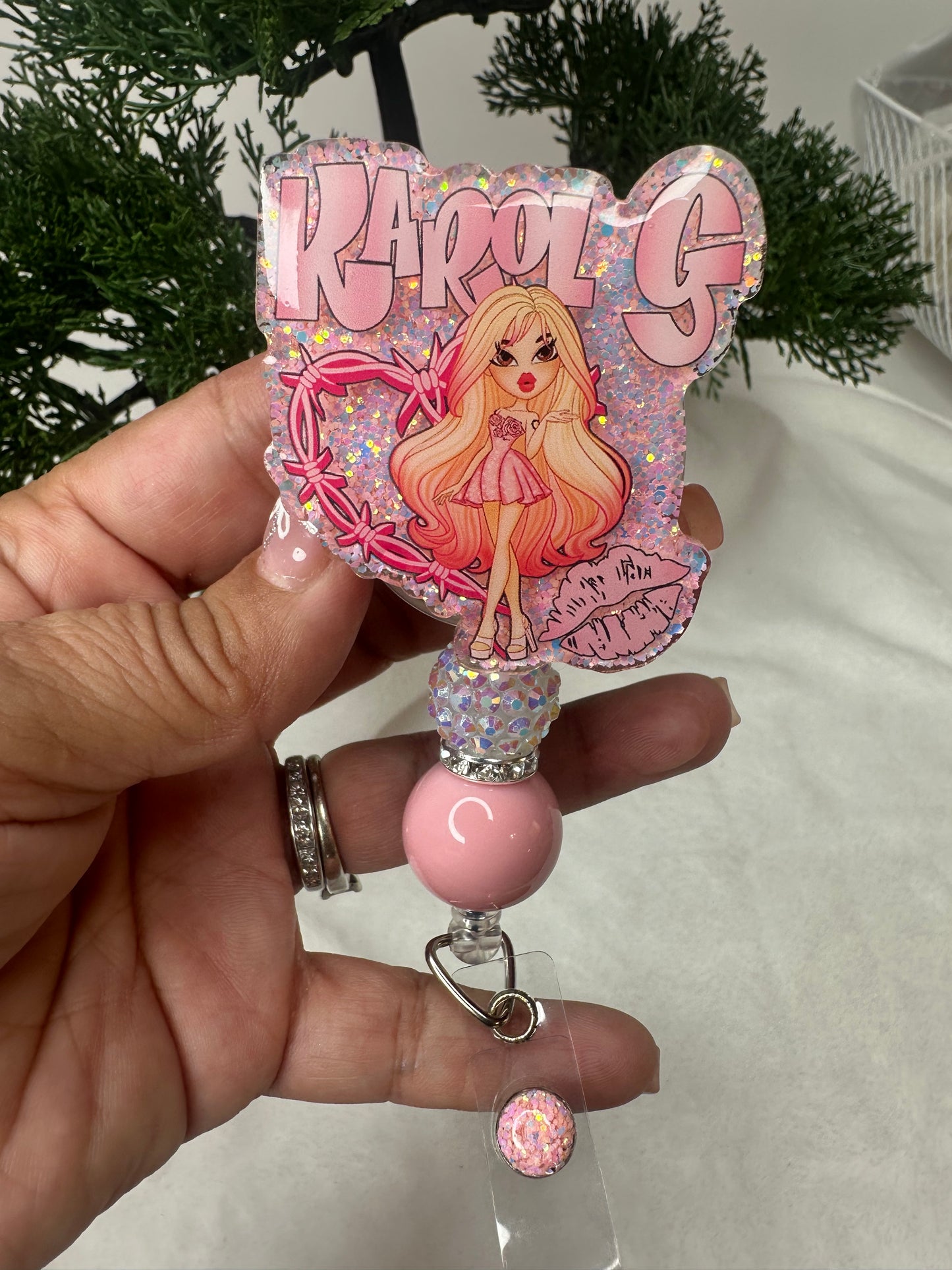 Pink Karol G Badge Reel - karol g bratz collection badge reel at ejcreations22