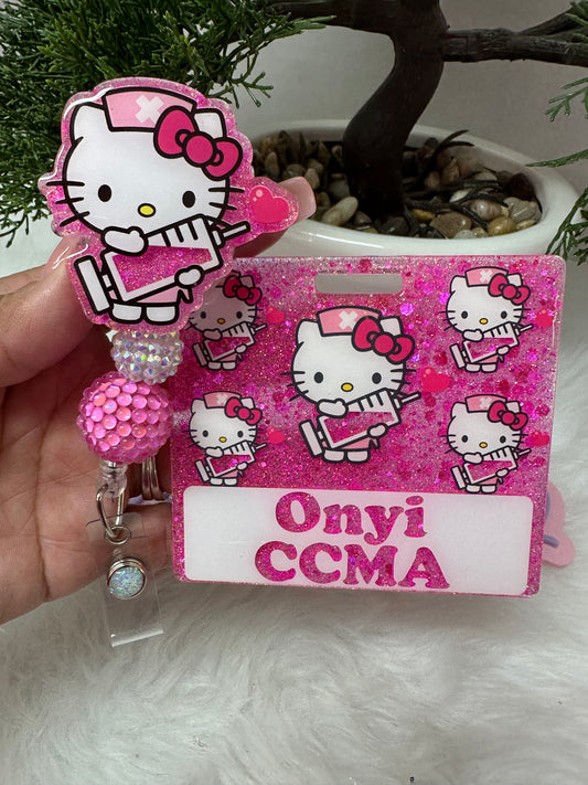Kitty Nurse Phlebotomist Badge Buddy Set