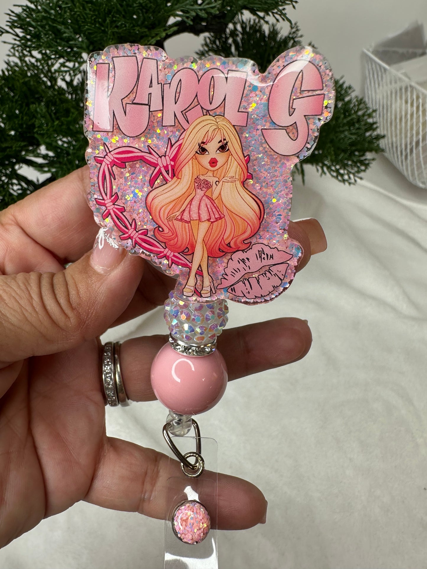 Karol G Bratz Doll Badge Reel