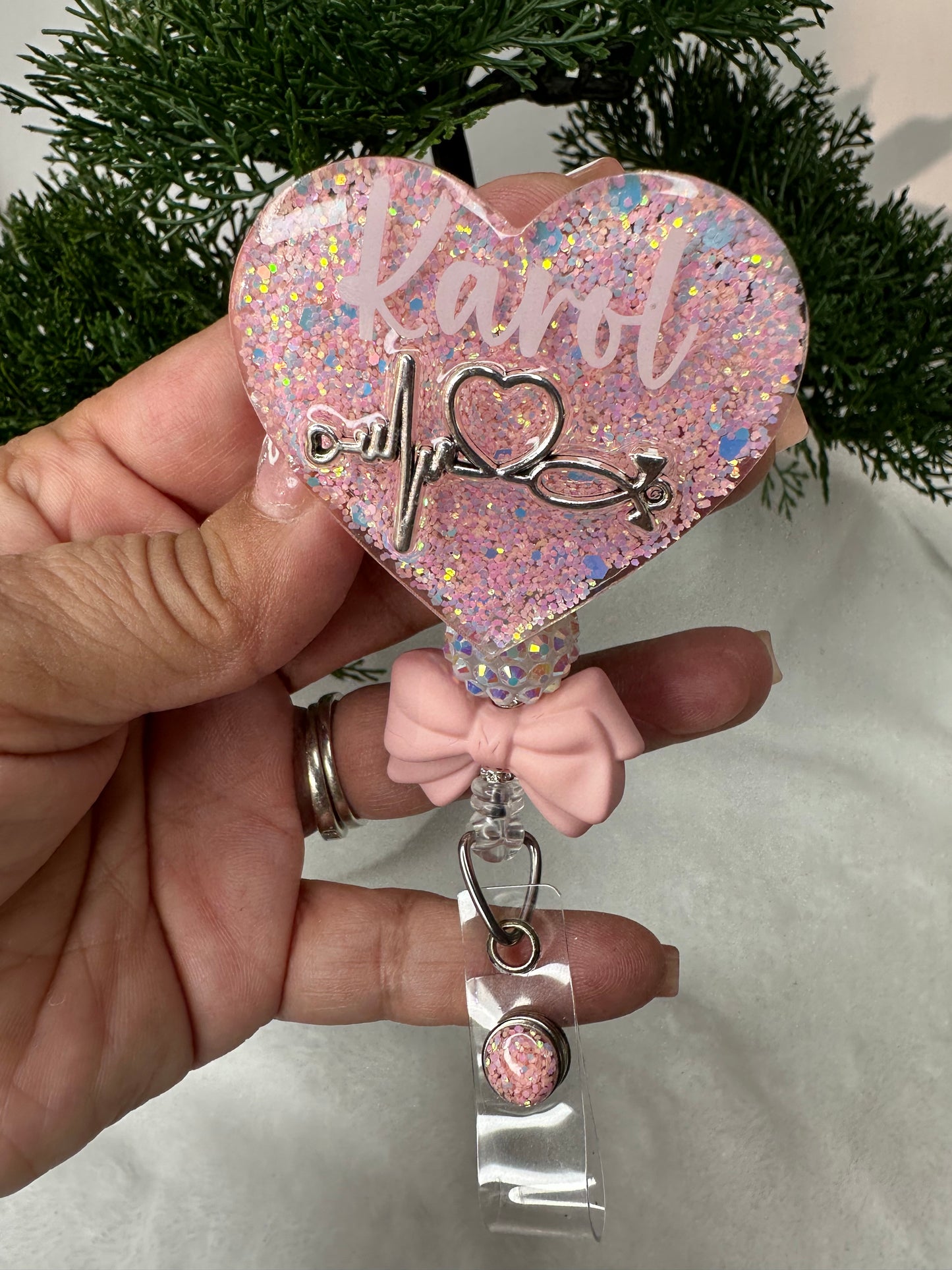 Pink Nurse Heart Badge Reel