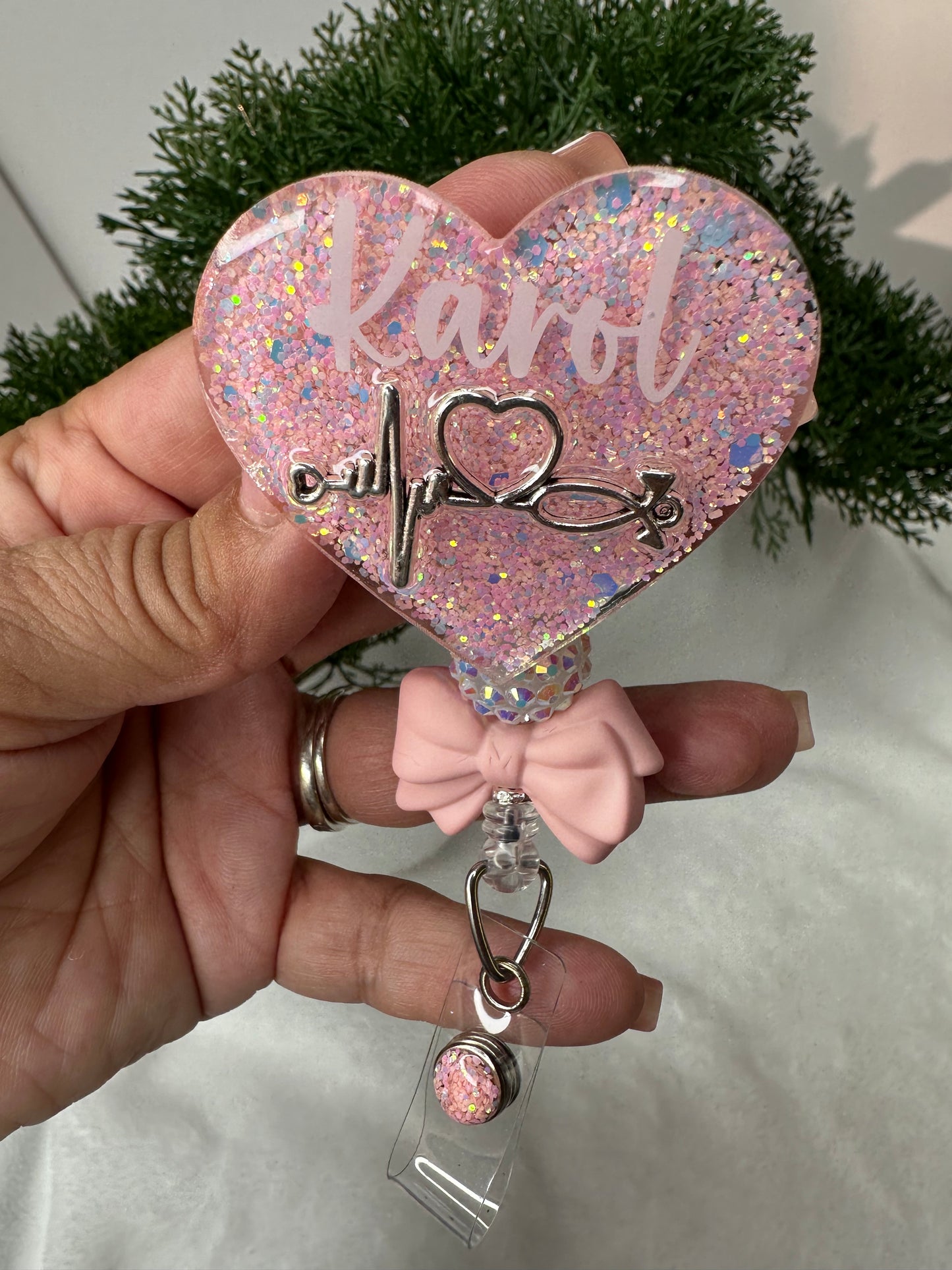 Pink Nurse Heart Badge Reel