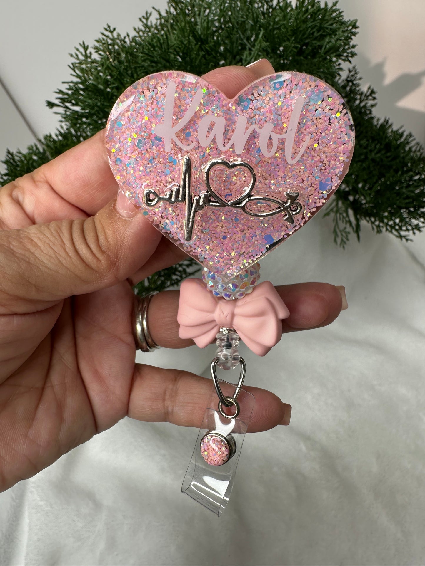 Pink Nurse Heart Badge Reel