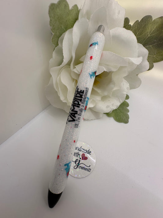 Professional Vampire Phlebotomist Epoxy Glitter Pen