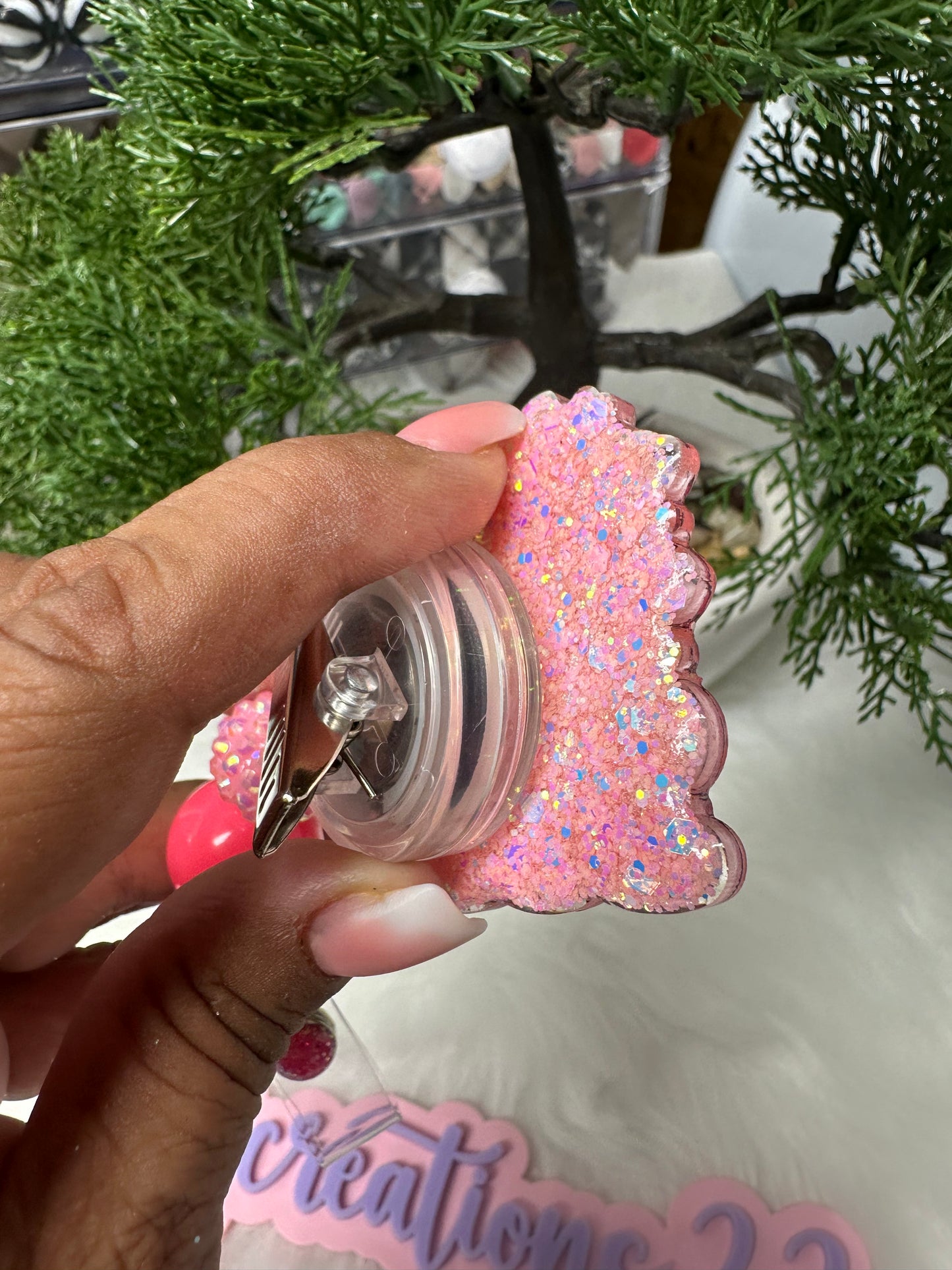Pink Labubu Mom badge Reel