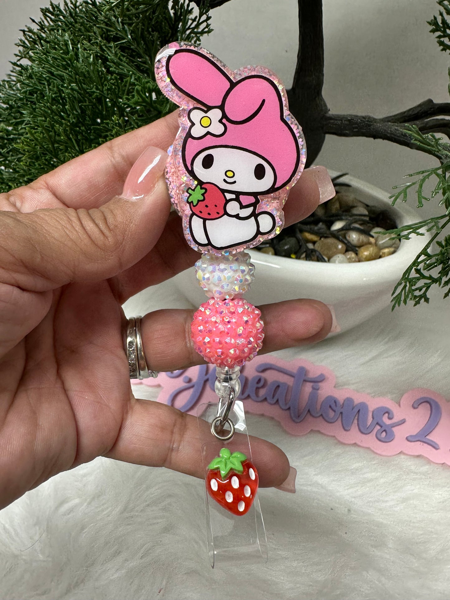My Melody Strawberry Badge Reel