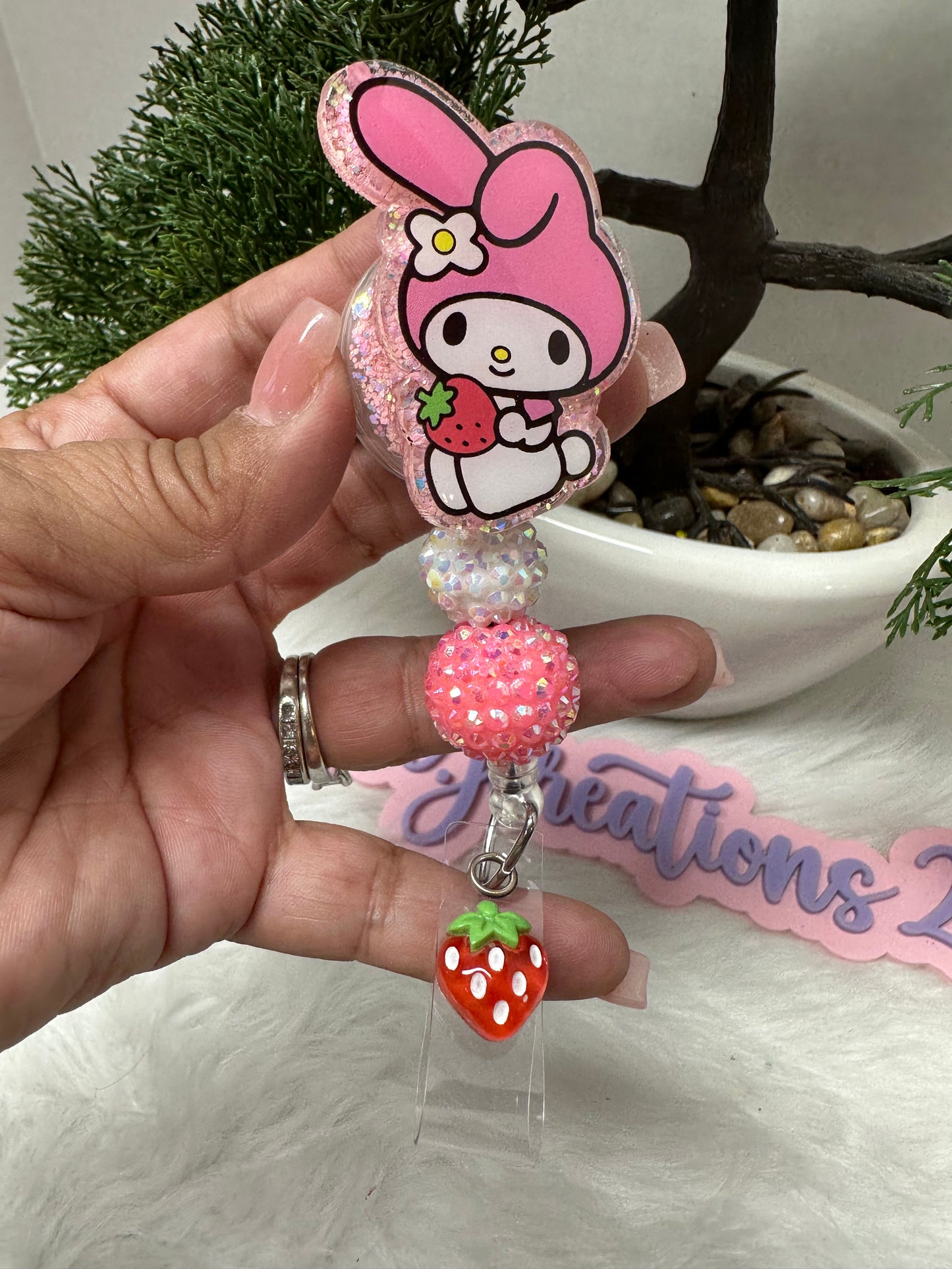 My Melody Strawberry Badge Reel