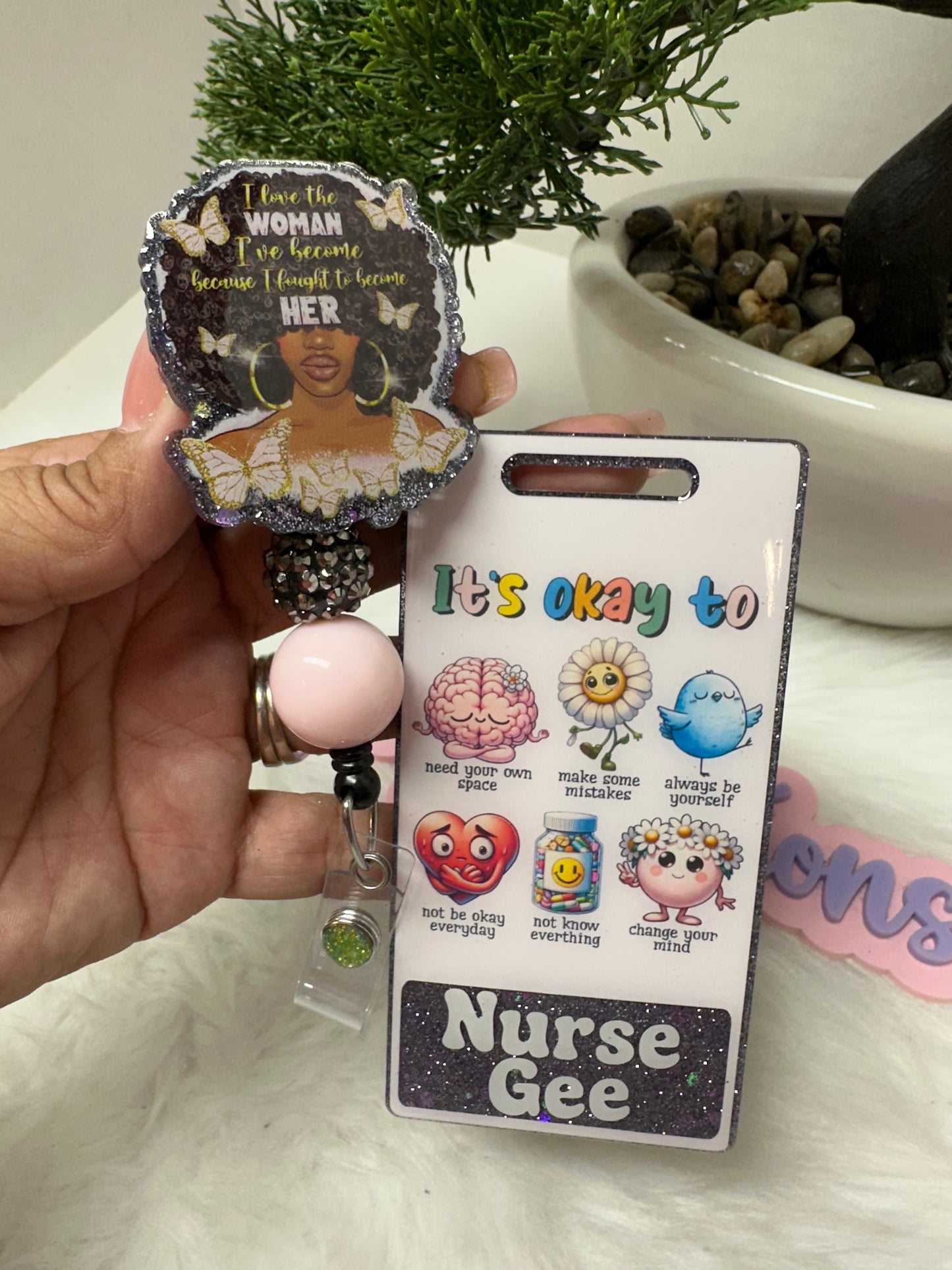 Afro Woman It’s Okay Badge Buddy Set