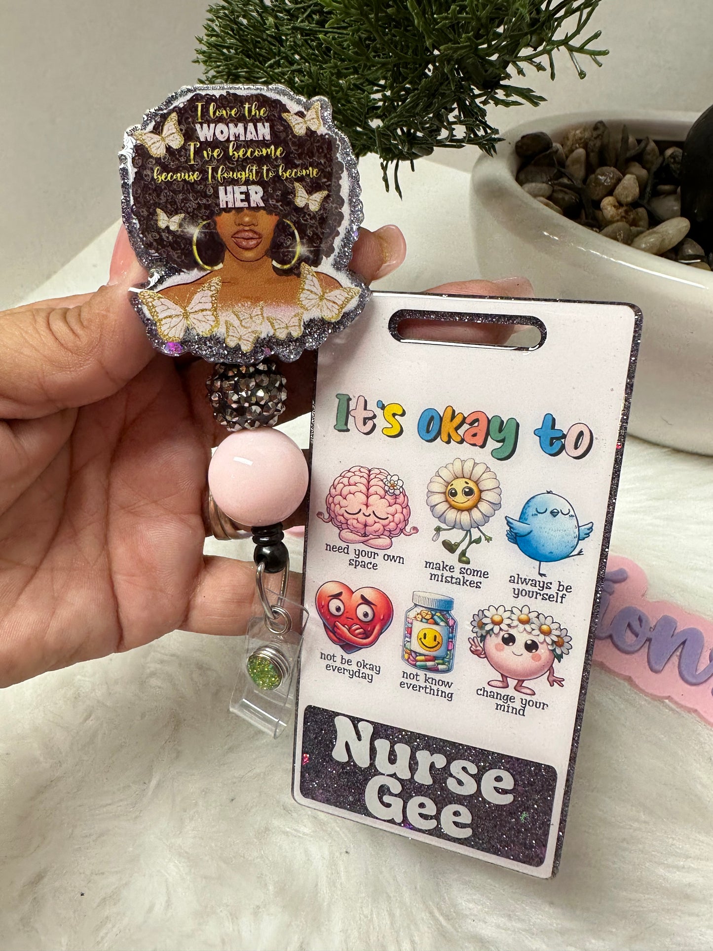 Afro Woman It’s Okay Badge Buddy Set