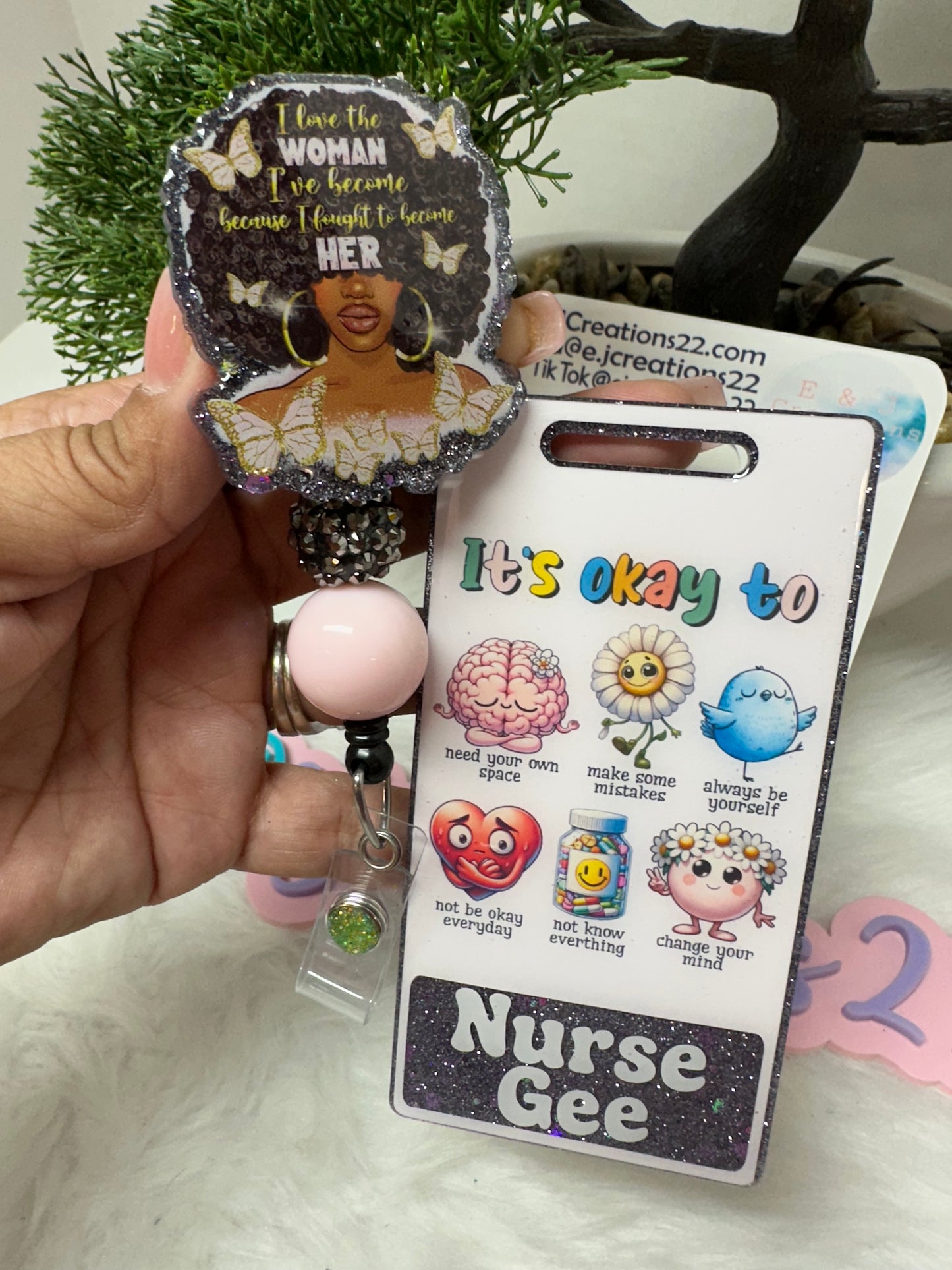 Afro Woman It’s Okay Badge Buddy Set