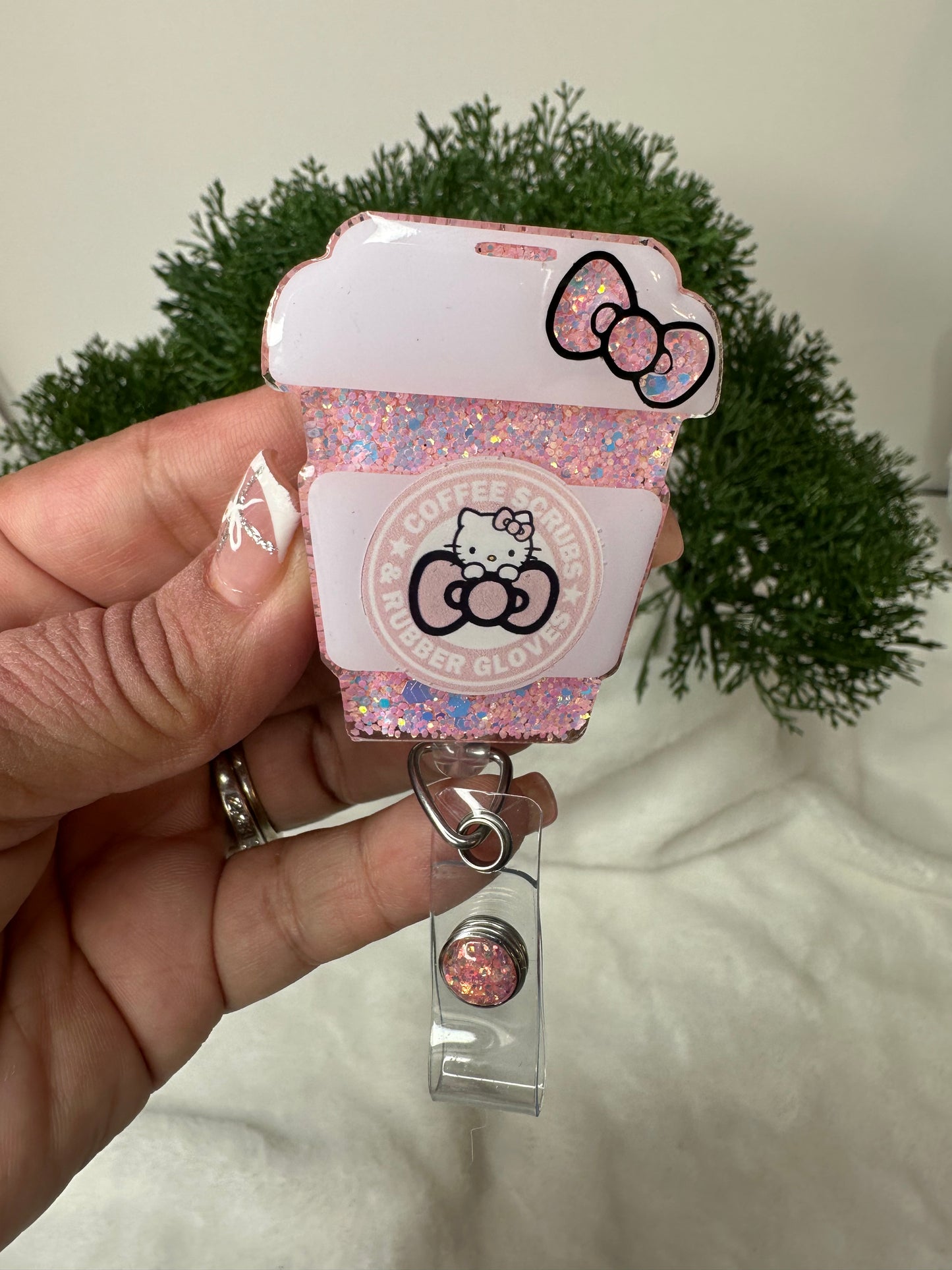 Kitty Coffee Cup Badge Reel