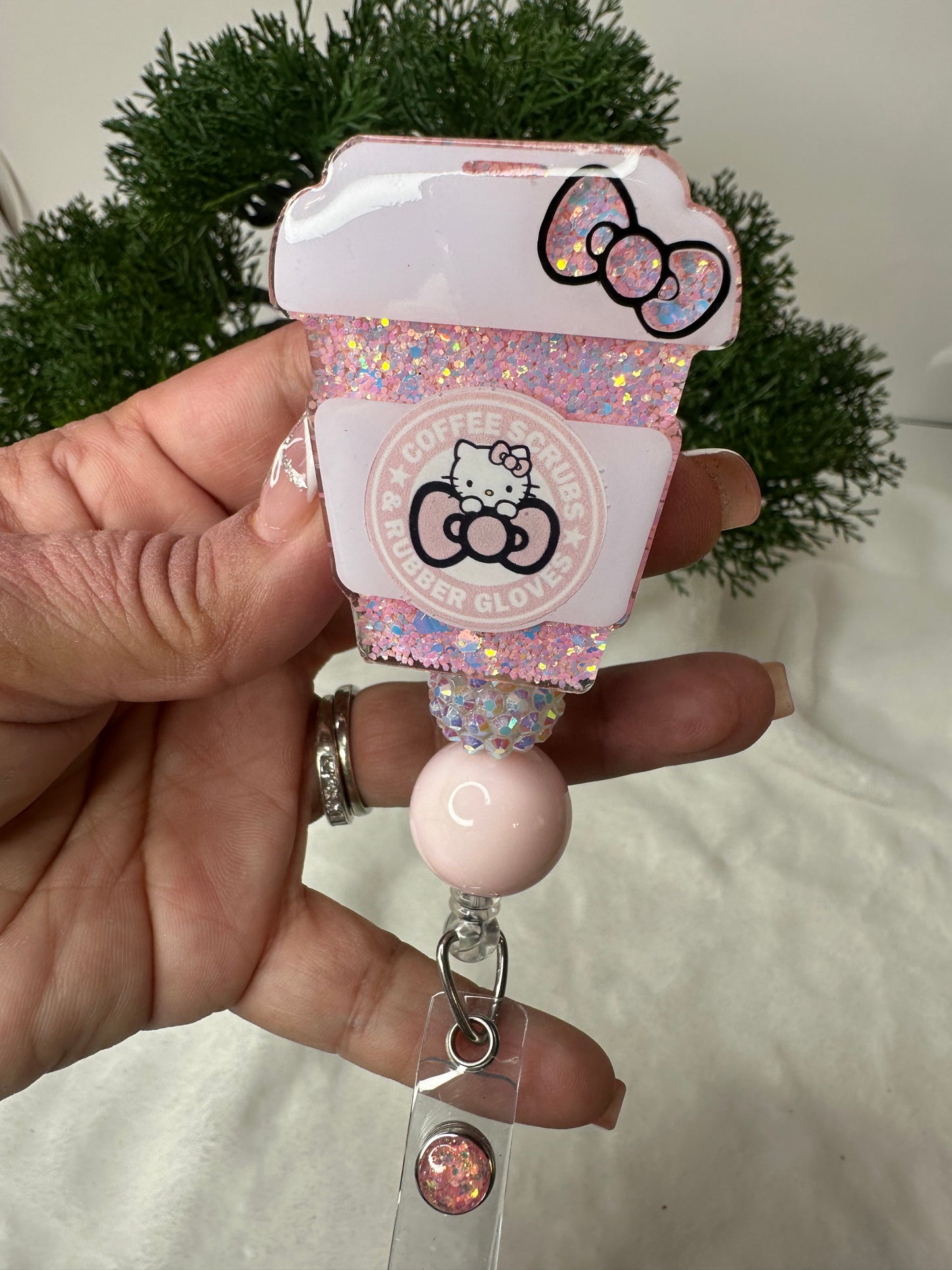 Kitty Coffee Cup Badge Reel