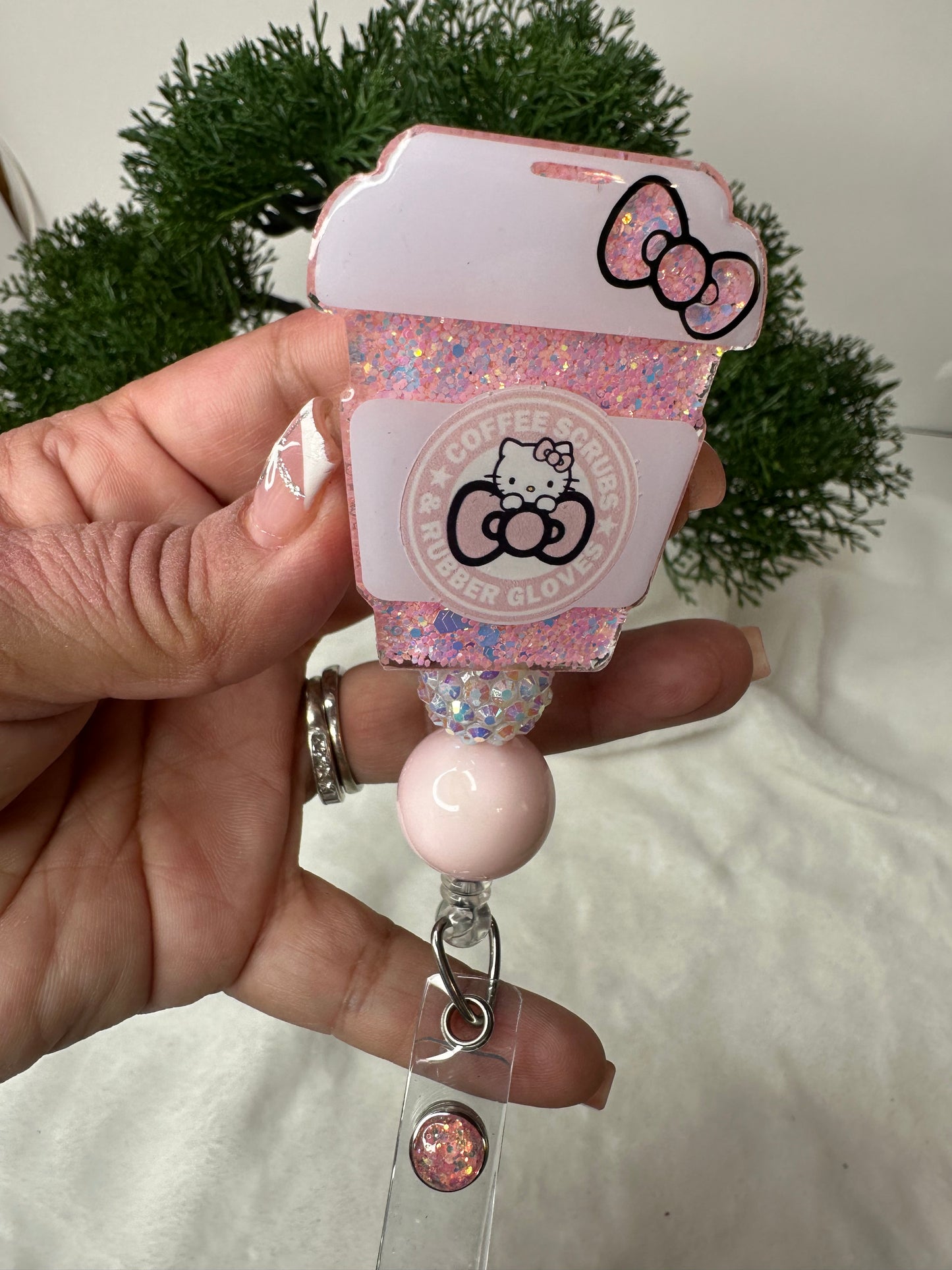 Kitty Coffee Cup Badge Reel