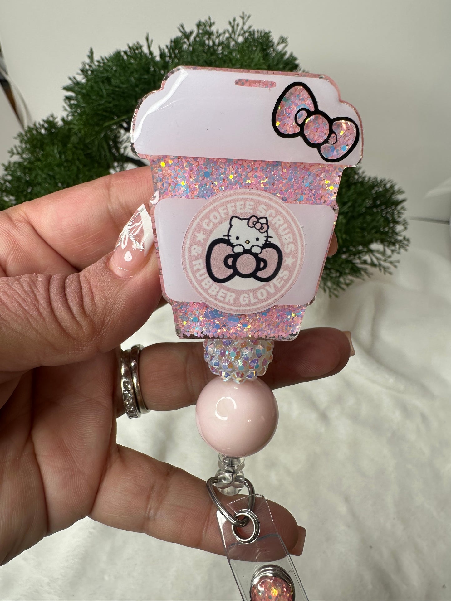 Kitty Coffee Cup Badge Reel