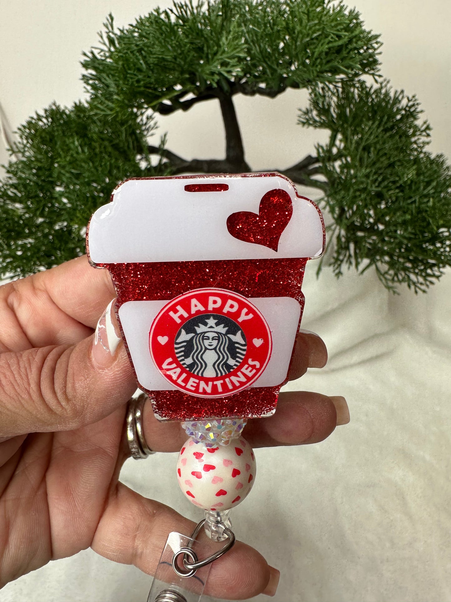 Valentine Coffee Cup Badge Reel