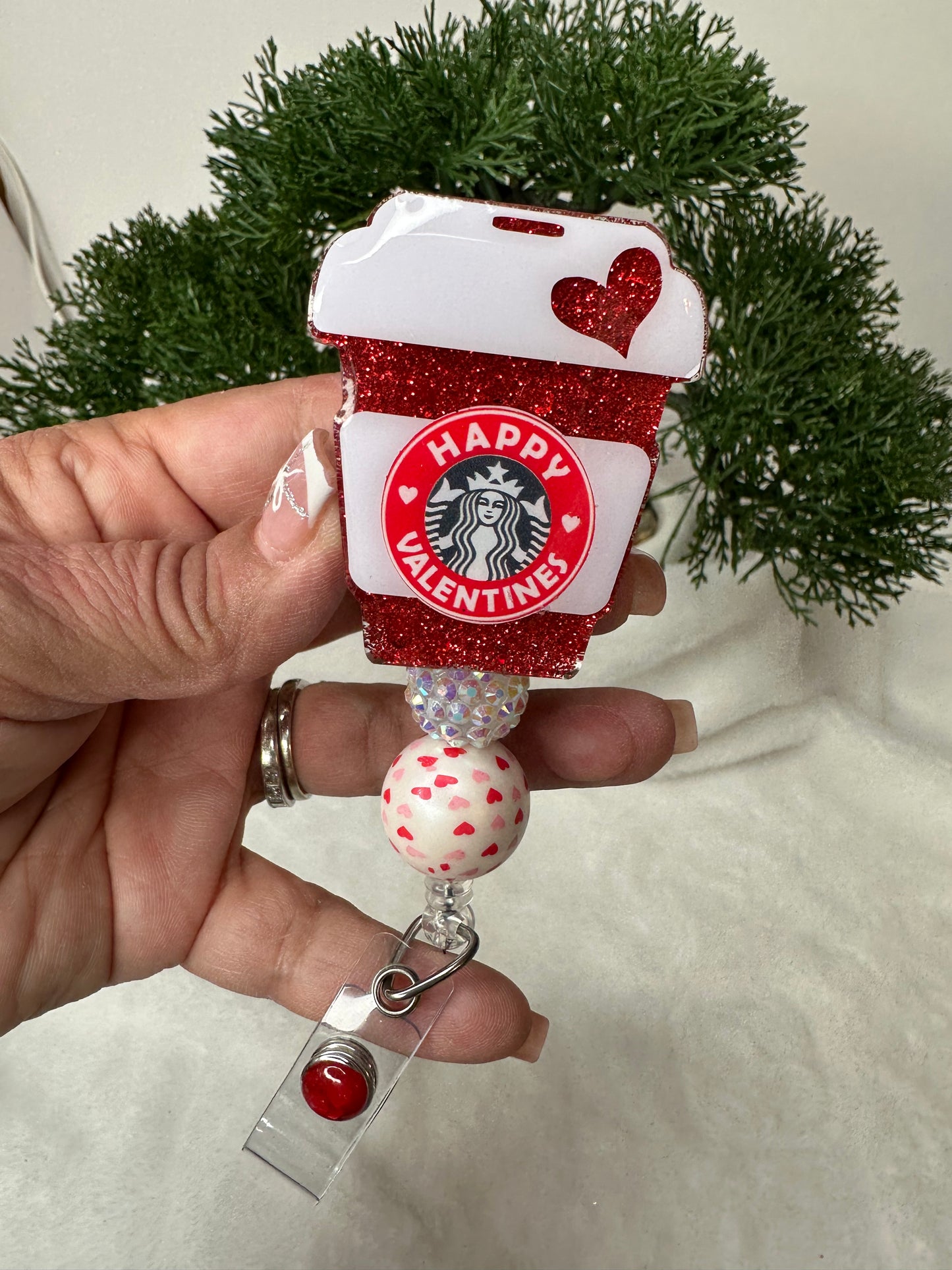 Valentine Coffee Cup Badge Reel