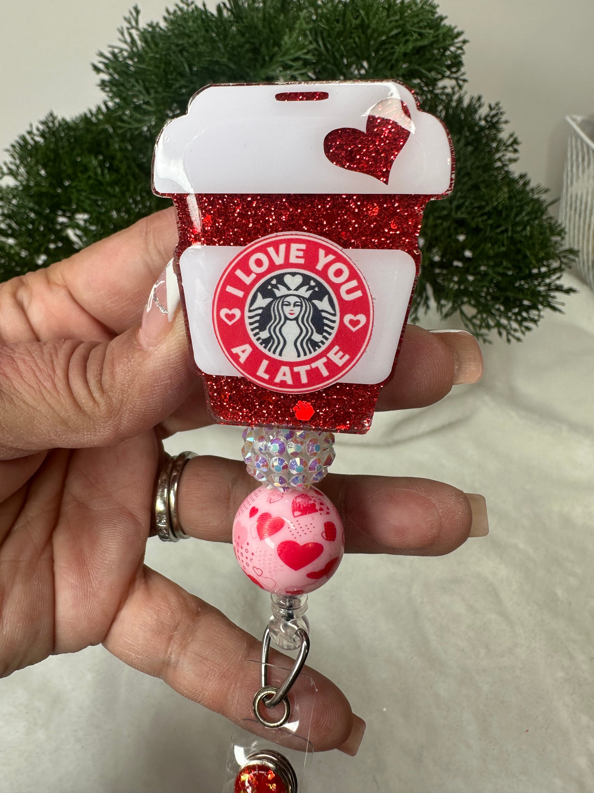 Valentine Coffee Cup badge Reel - happy valentine badge reel - valentine badge reel collection - ejcreations22