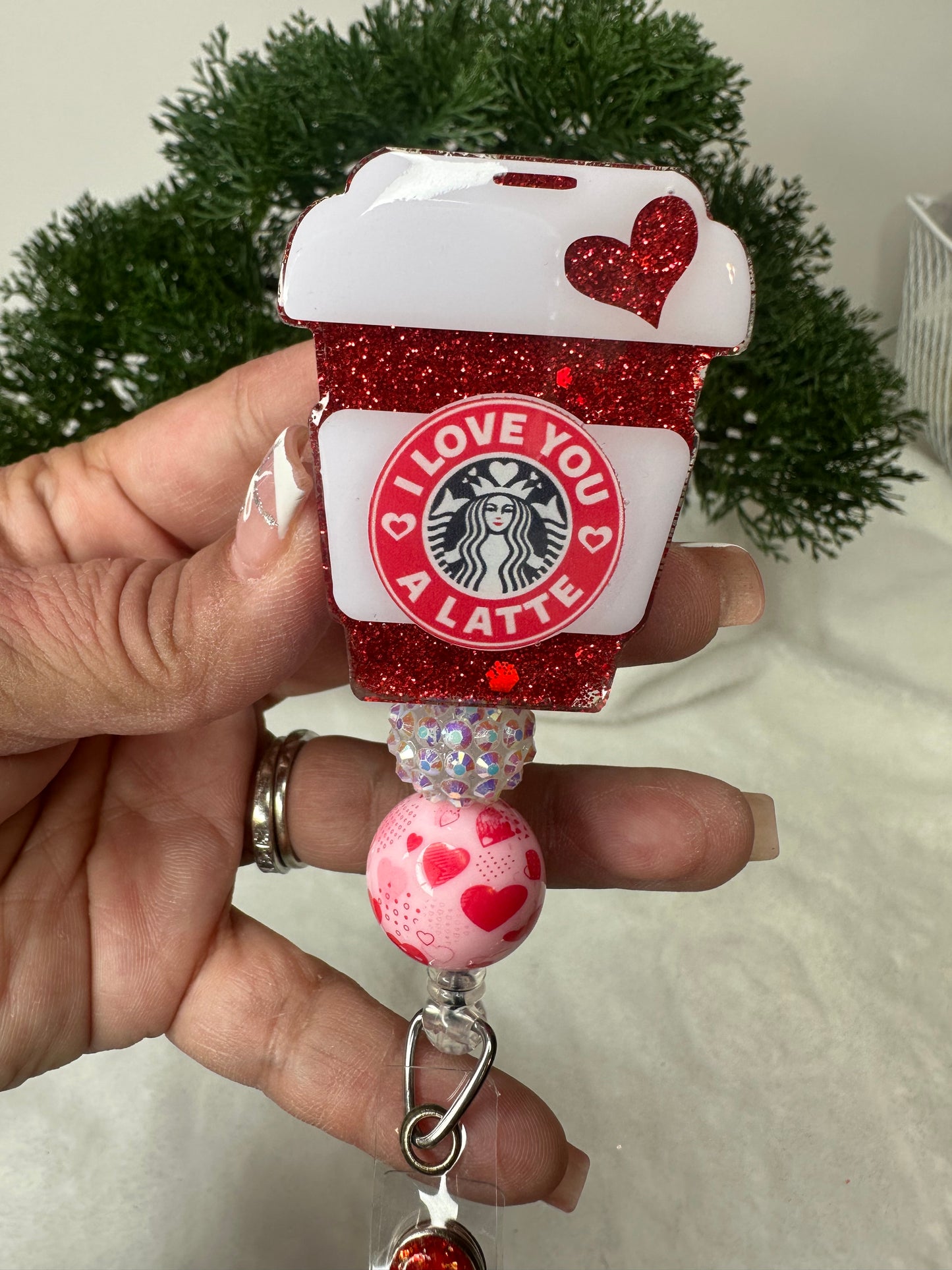 Valentine Coffee Cup Badge Reel