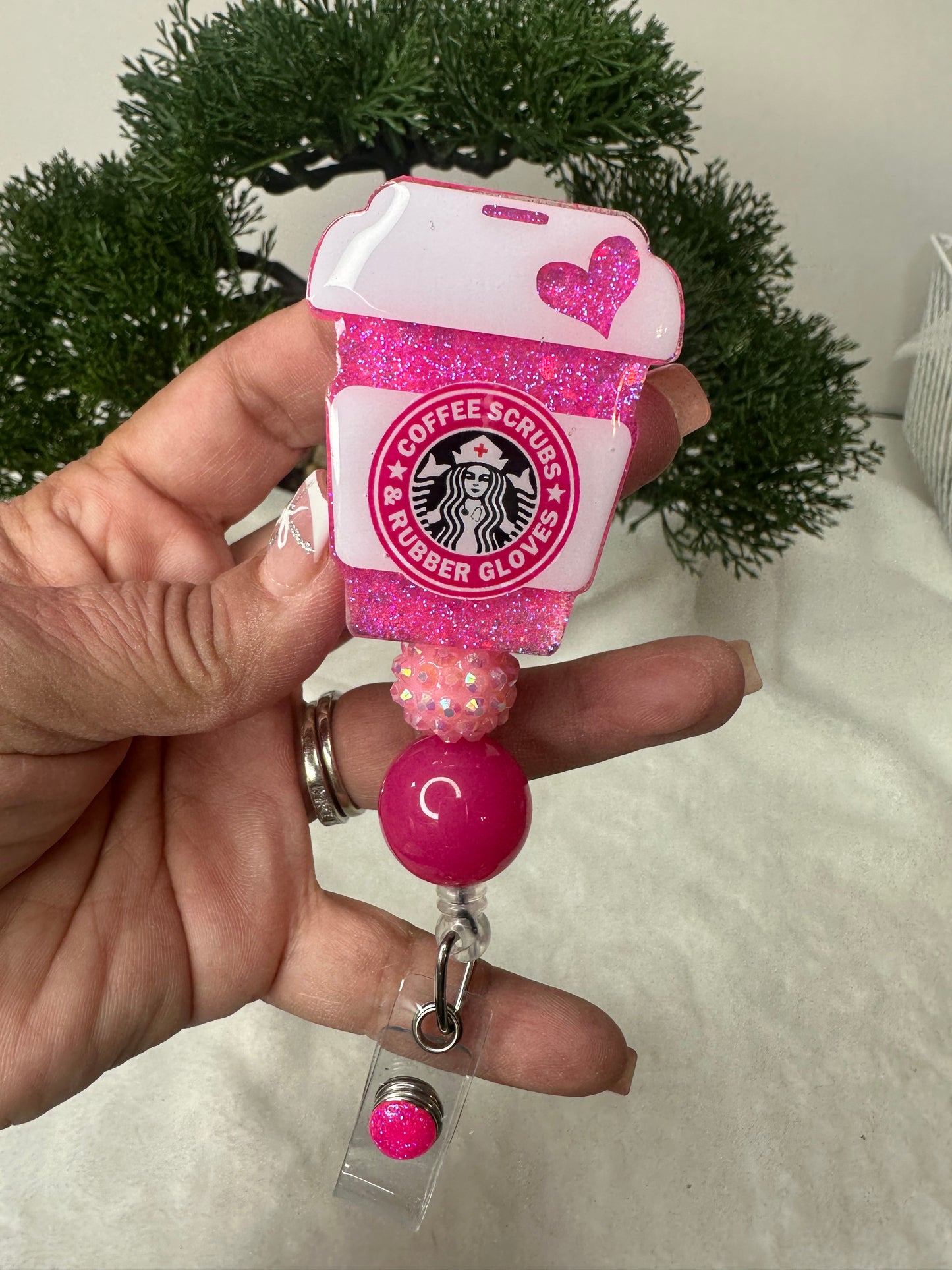 Coffee Scrubs and Rubber Gloves Badge Reel