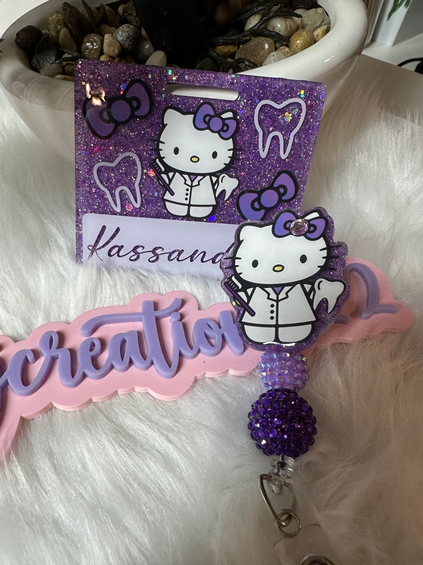 Kitty Dental Hygienist Badge Buddy Set