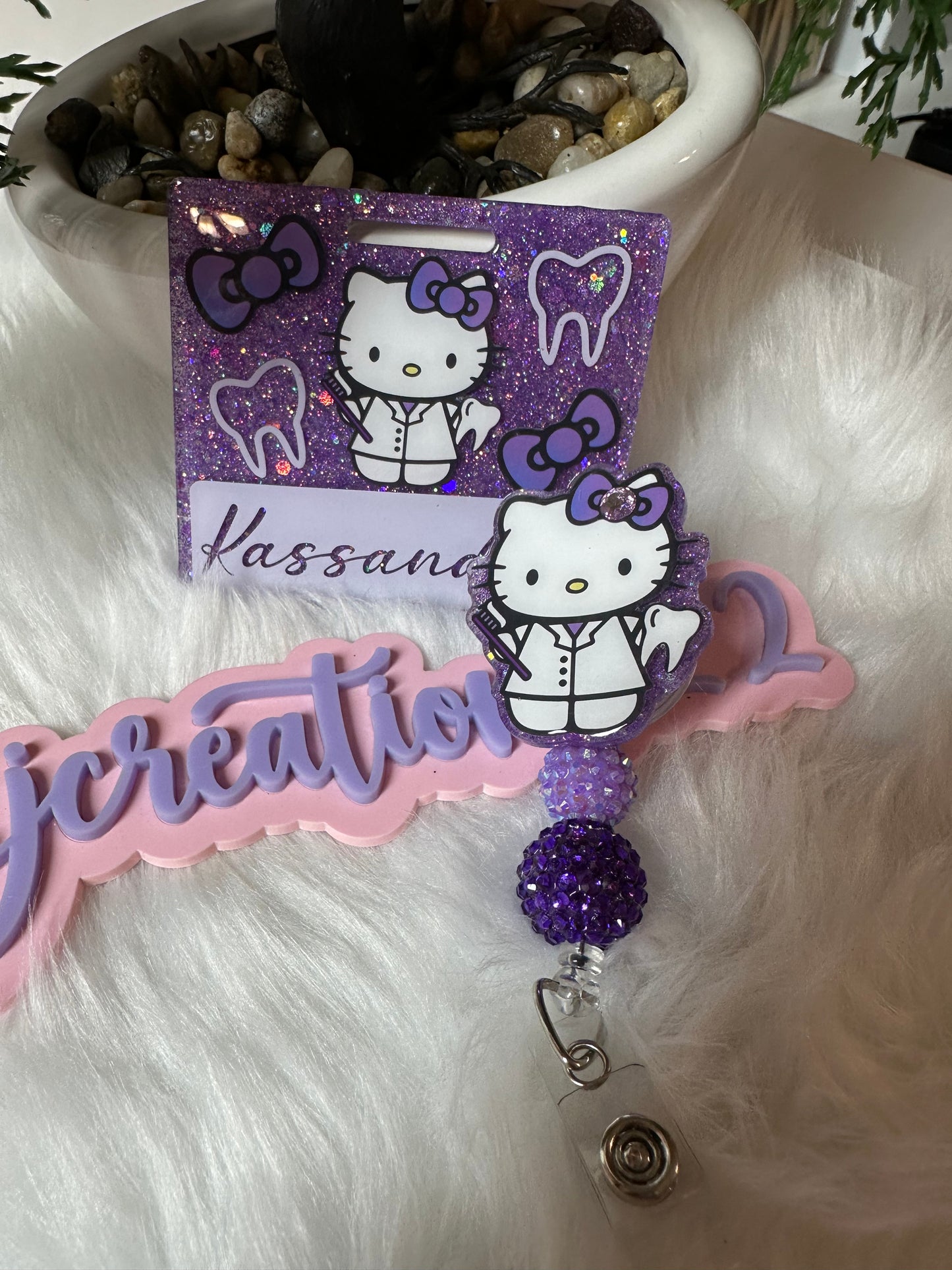 Kitty Dental Hygienist Badge Buddy Set
