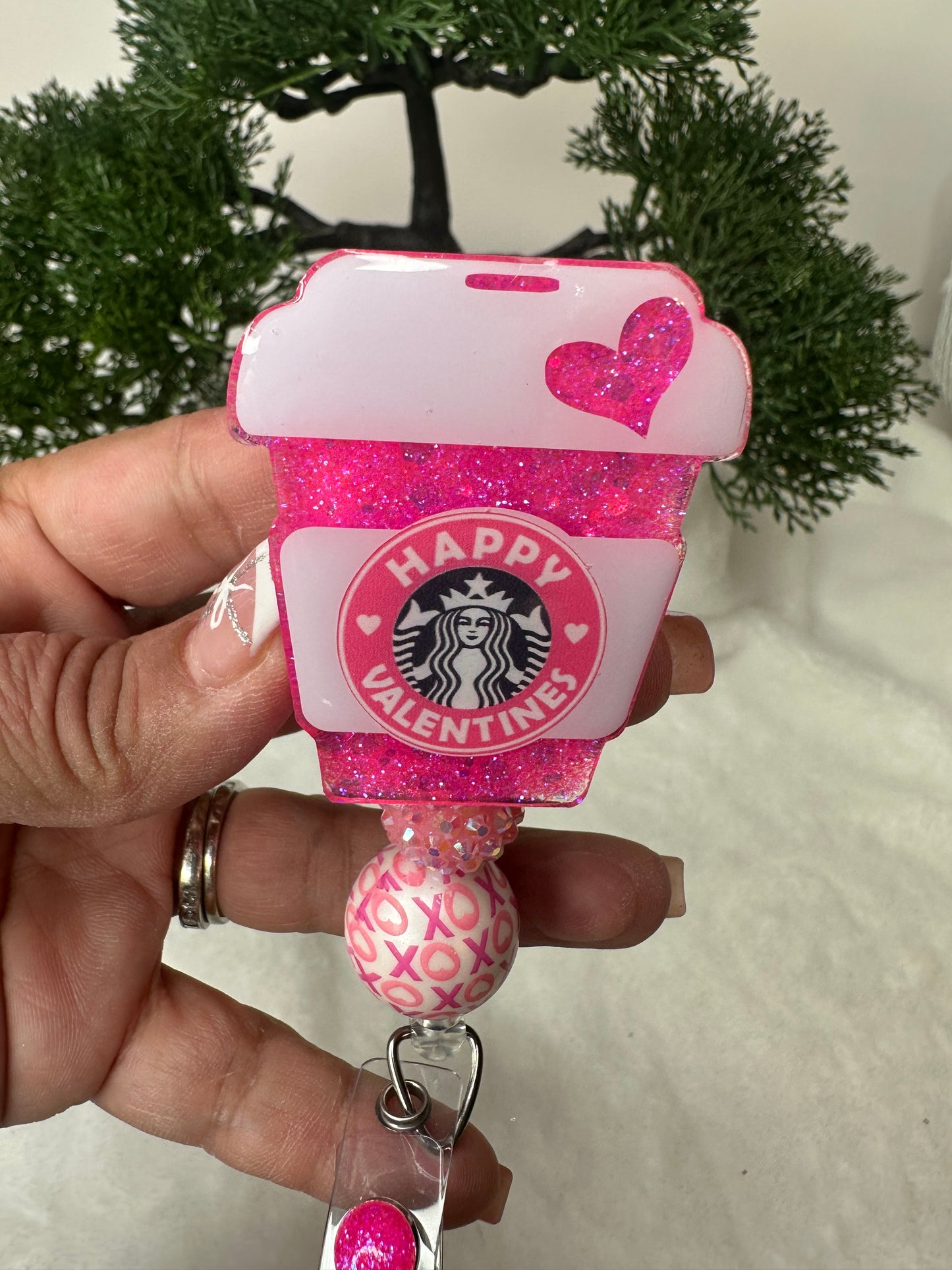 Valentine Coffee Cup Badge Reel