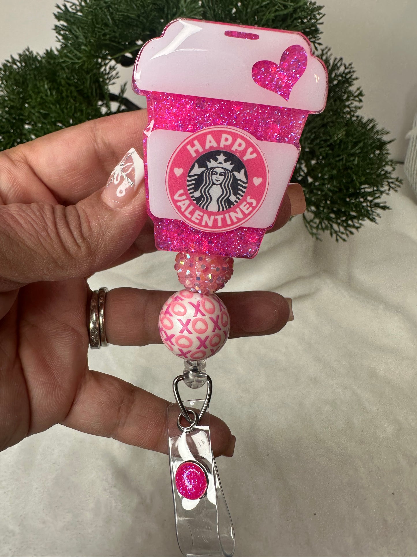 Valentine Coffee Cup Badge Reel